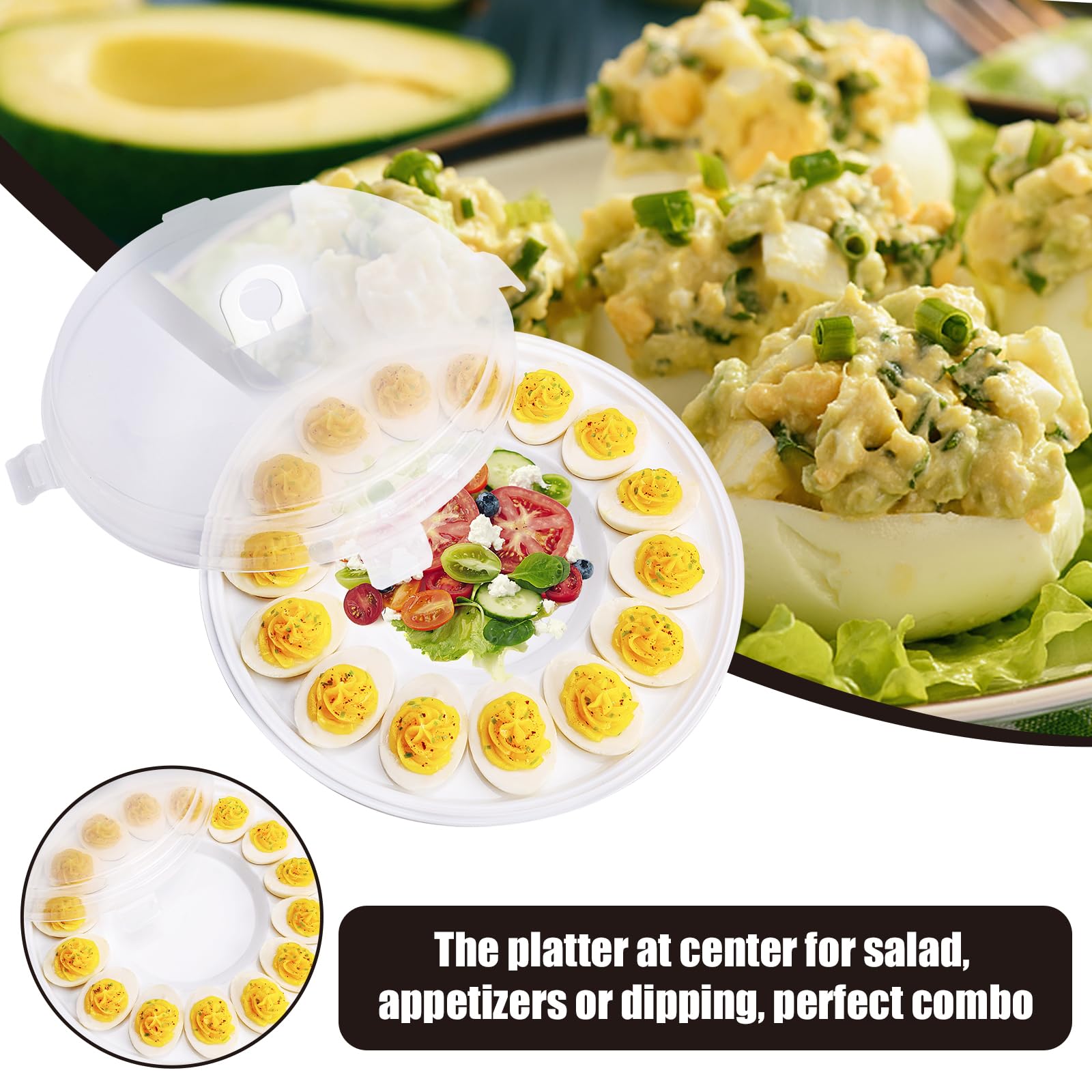 HANSGO Deviled Egg Platter with Lid - Portable Egg Tray Container for Party, Picnic, Home Kitchen & Refrigerator Storage | Perfect for Easter, Thanksgiving & Holiday Gatherings