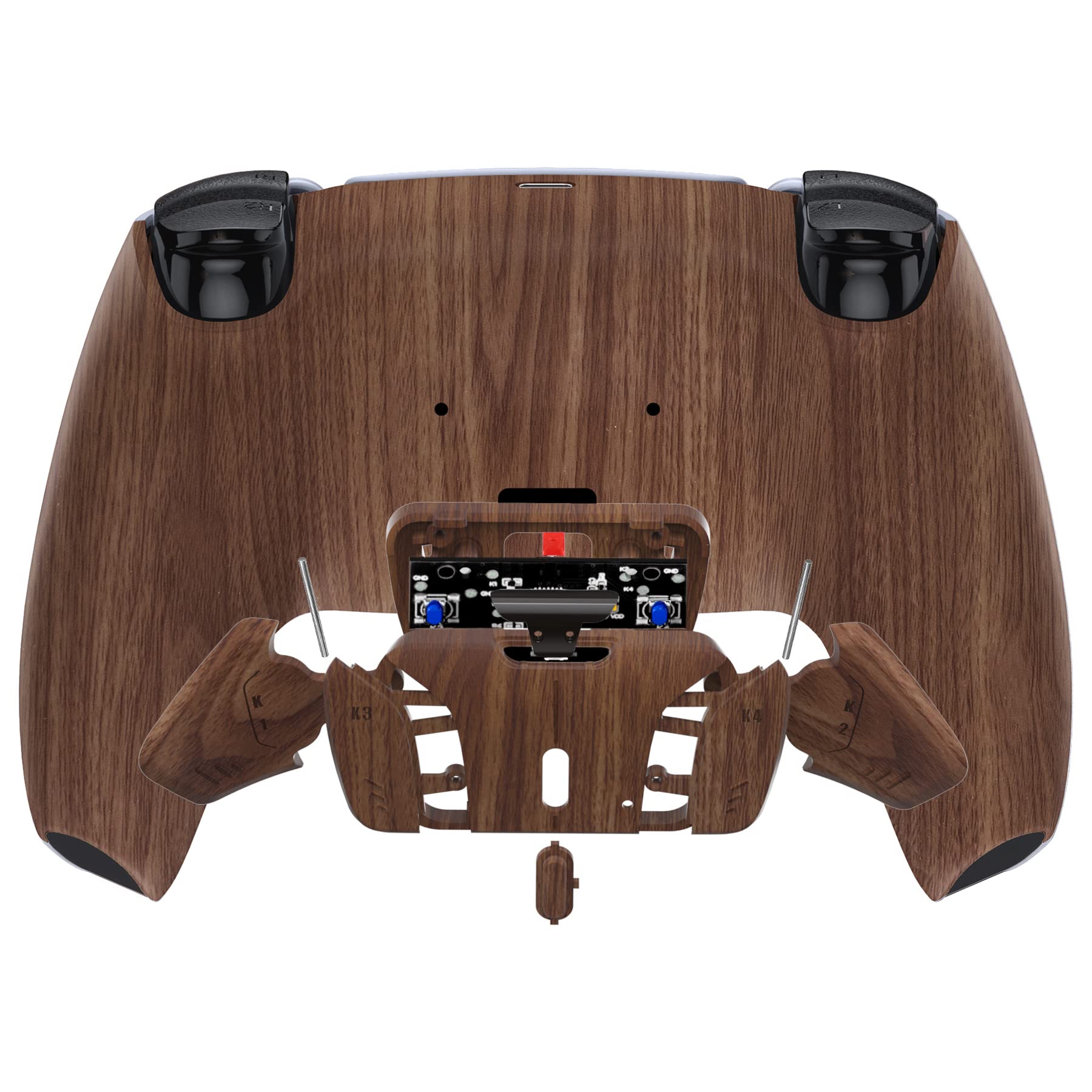 eXtremeRate Wood Grain Programmable RISE4 Remap Kit for PS5 Controller (BDM-010 & BDM-020) - Back Buttons, Upgrade Board & Redesigned Shell - Perfect for Competitive Gaming & Custom Controller Mods