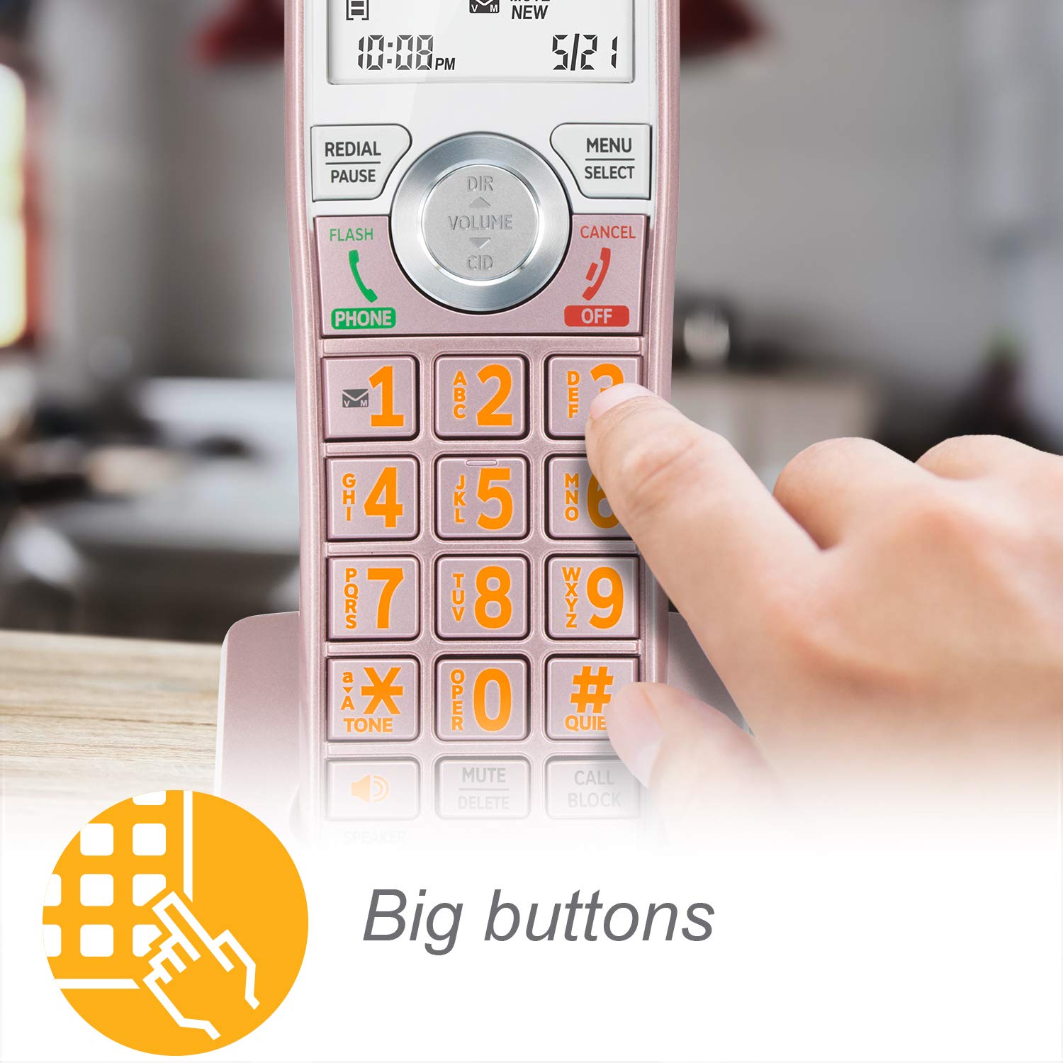 AT&T CL82557 DECT 6.0 Cordless Phone with 5 Handsets - Home Office Telephone with Answering Machine, Call Blocking, Caller ID, Intercom & Long Range - Rose Gold for Home, Office & Business Use