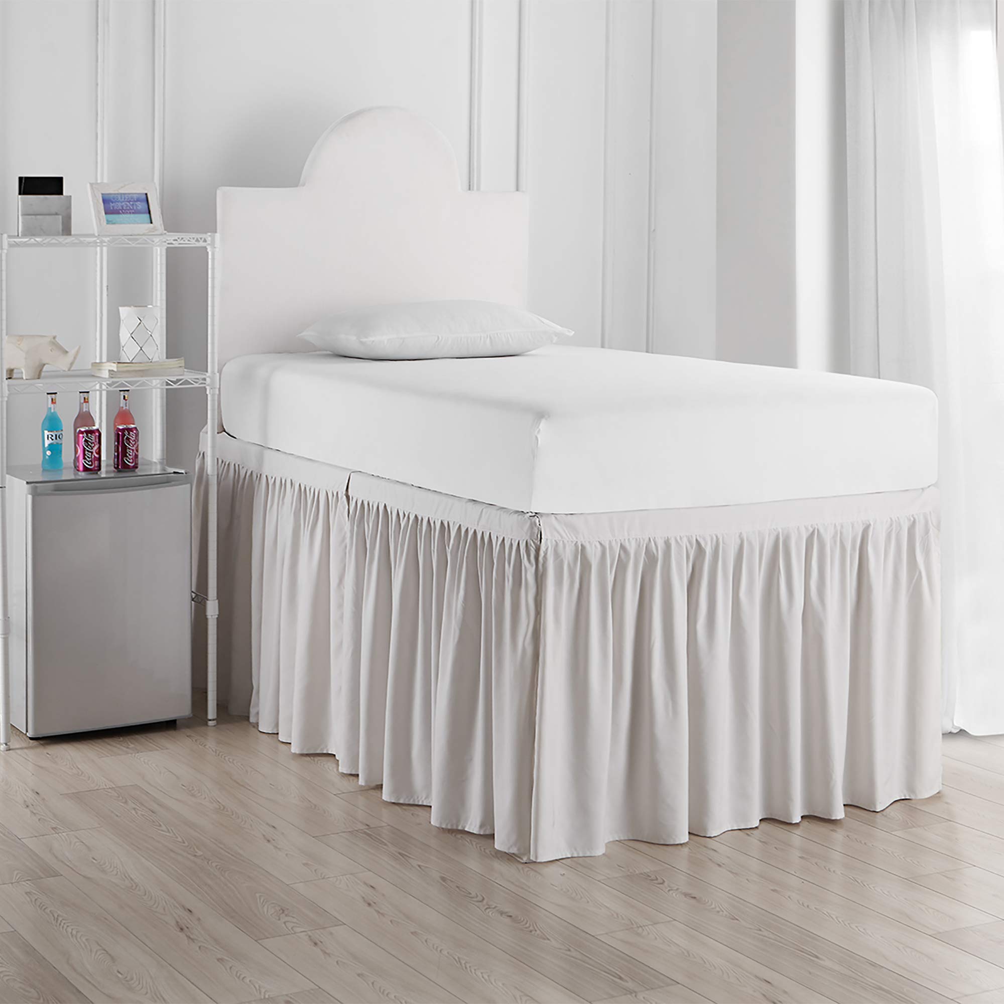 DormCo Twin XL Bed Skirt - 3 Panel Set in Jet Stream Blue - Perfect for Dorm Rooms & Guest Beds