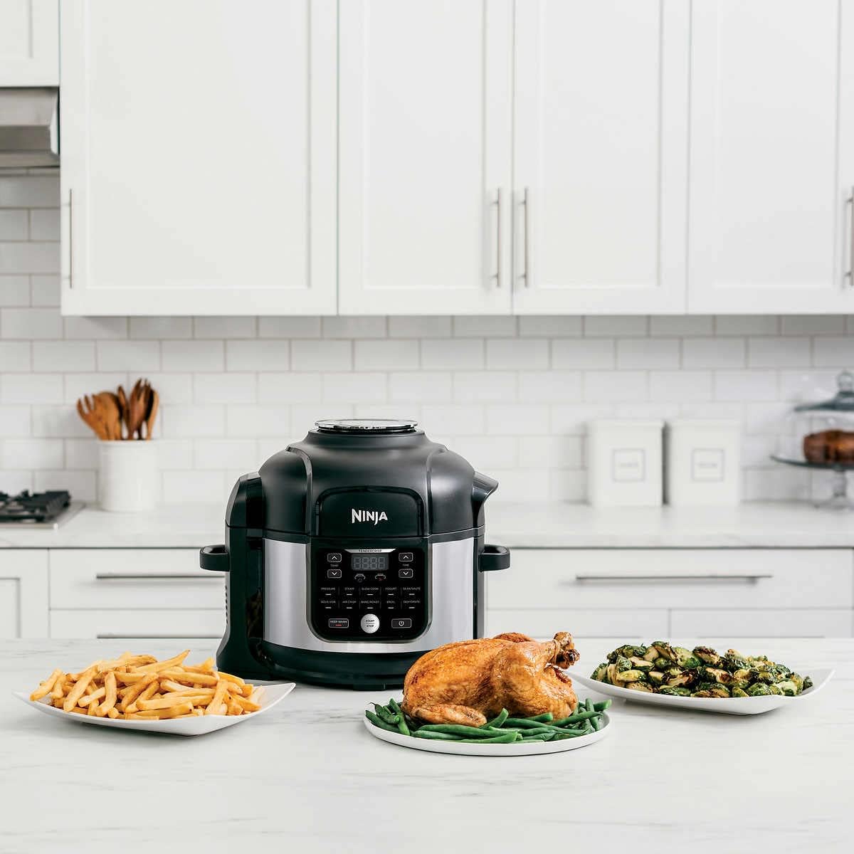 Ninja OS301/FD305CO Foodi 10-in-1 Pressure Cooker & Air Fryer Combo, 6.5 Quart Capacity, Stainless Steel Finish with Nesting Broil Rack - Perfect for Fast Cooking, Healthy Meals & Family Dinners