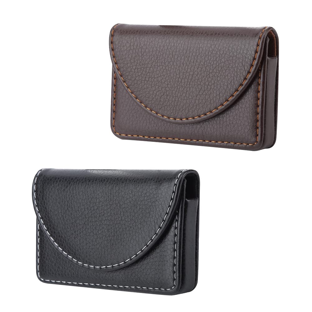 Premium Leather Business Card Holder - Professional Wallet Case for Men & Women - Slim RFID Blocking Name Card Organizer - Perfect for Office, Networking & Corporate Events (Black)