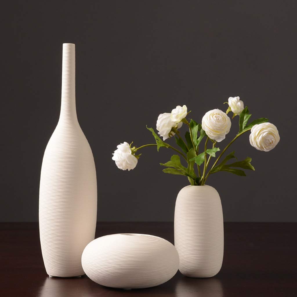3-Piece Ceramic Vase Set - Mini Decorative Vases for Home & Office Decor - White Tabletop & Bookshelf Ornaments - Perfect Gift for Housewarming, Wedding & Interior Design