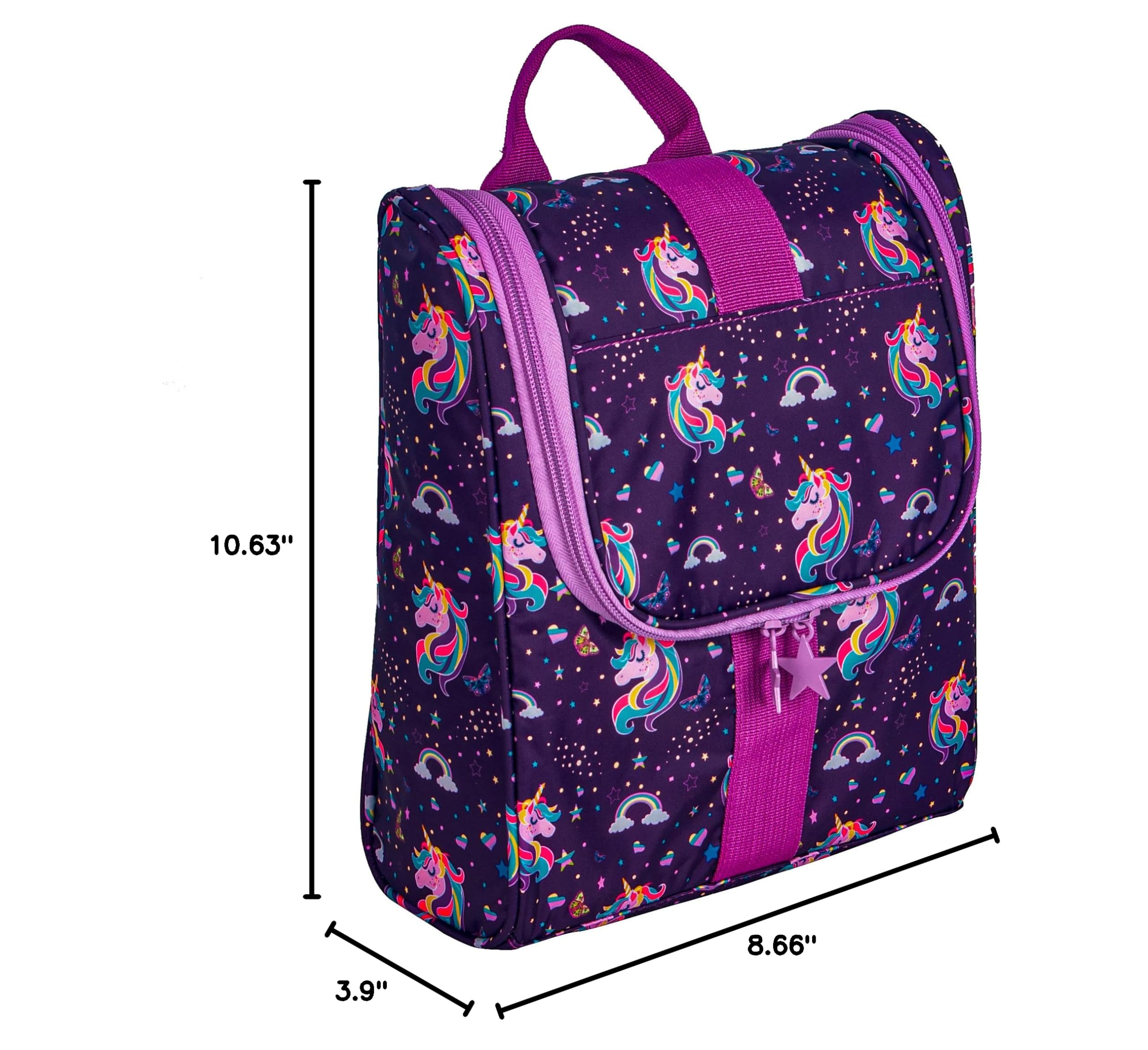 Unicorn Kids Travel Toiletry Bag - Cute Cartoon Hanging Cosmetic Organizer for Boys & Girls | Perfect for Camping, Overnight Trips & Shower Essentials