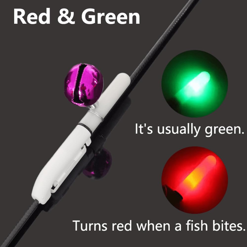 2PCS Fishing Alarm Bell & Glow Sticks with Buckle - Waterproof Luminous Rod Tip Lights for Night Fishing, Sea Fishing Accessories - Perfect for Nighttime Anglers & Fishing Enthusiasts (Ideal for Pier Fishing, Lake Fishing & Deep Sea Adventures)