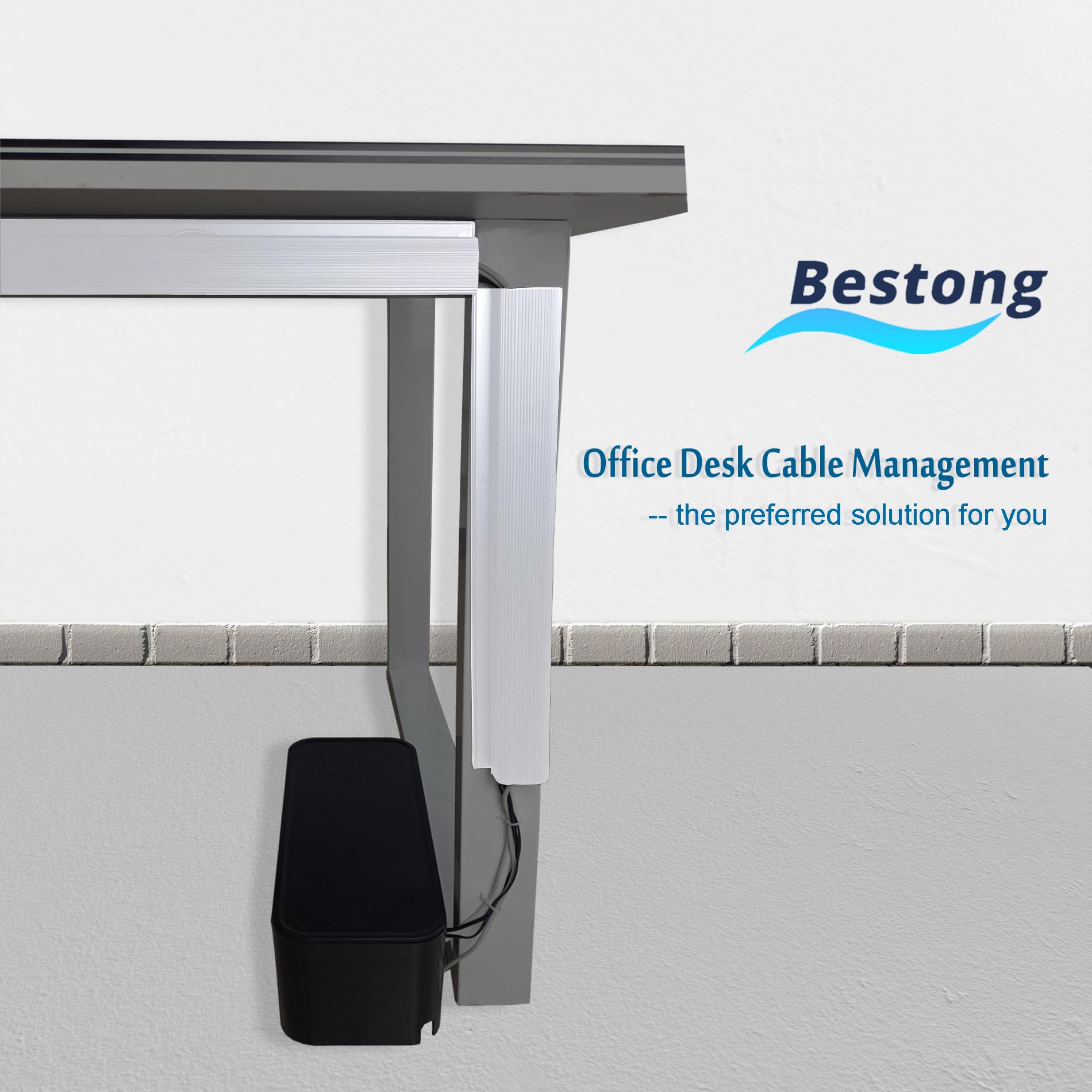 Under Desk Cable Management J Channel - Neat Cord Organizer for Home & Office Workspace | Wire Hider for Computer, TV & Electronics | Easy Installation Cable Tray Solution