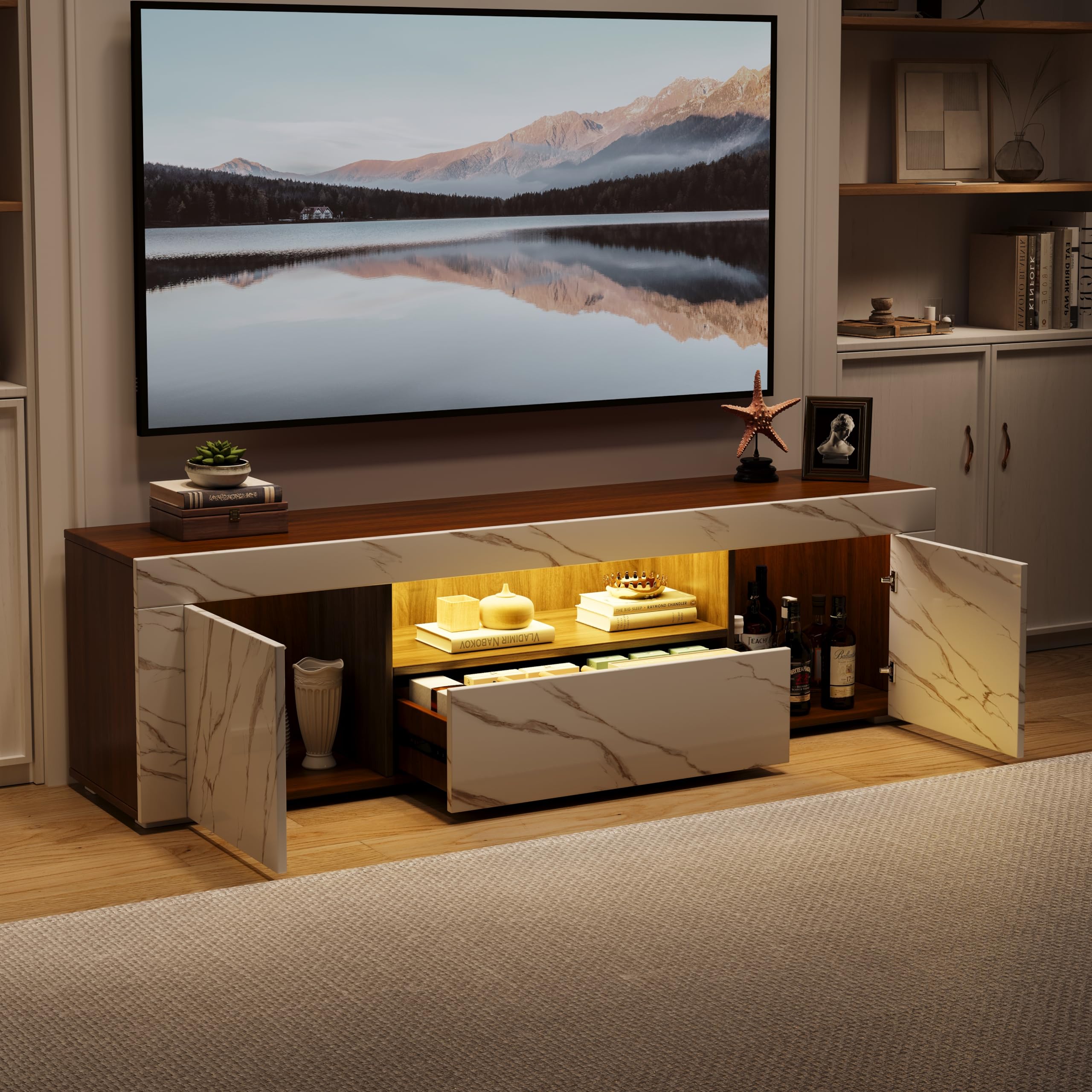 Mid Century Modern TV Stand and Coffee Table Set - 63