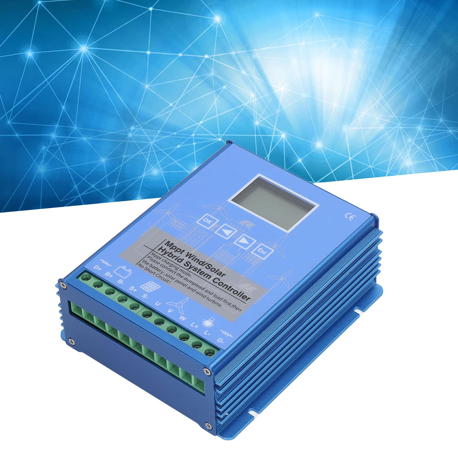 Wind Solar Hybrid MPPT Charge Controller - 12V/24V Dual Battery Regulator for Solar Panel System | Perfect for Off-Grid Power, RV, Marine & Home Use