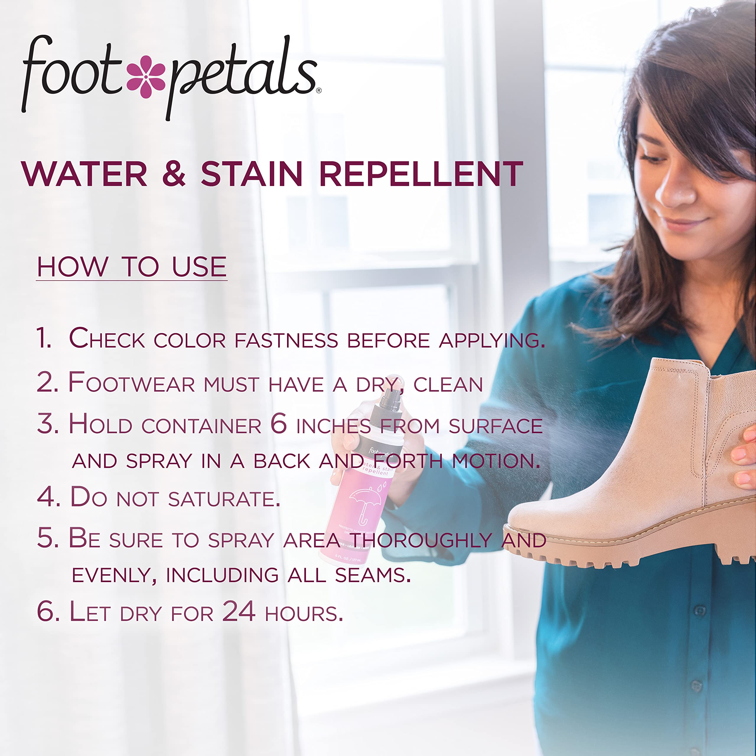 Foot Petals Waterproof Shoe Spray - Stain & Dirt Repellent Protector for Leather, Suede & Fabric | Prevents Cracking & Drying | Ideal for Rainy Days, Outdoor Activities & Winter Protection
