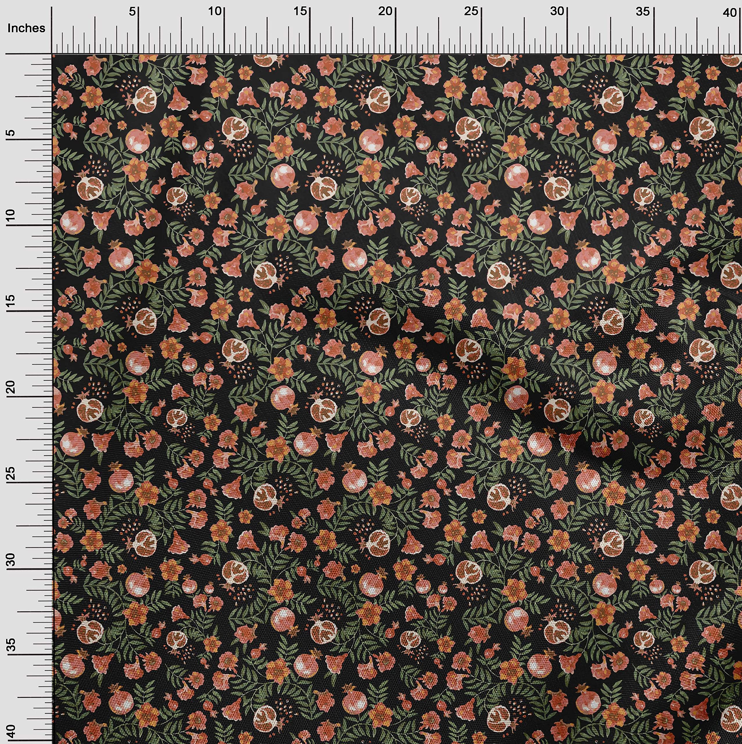 Premium Cotton Silk Black Suzani Dress Fabric - 42 Inch Wide by The Yard - Asian Print Material for Dresses, Skirts & Home Decor