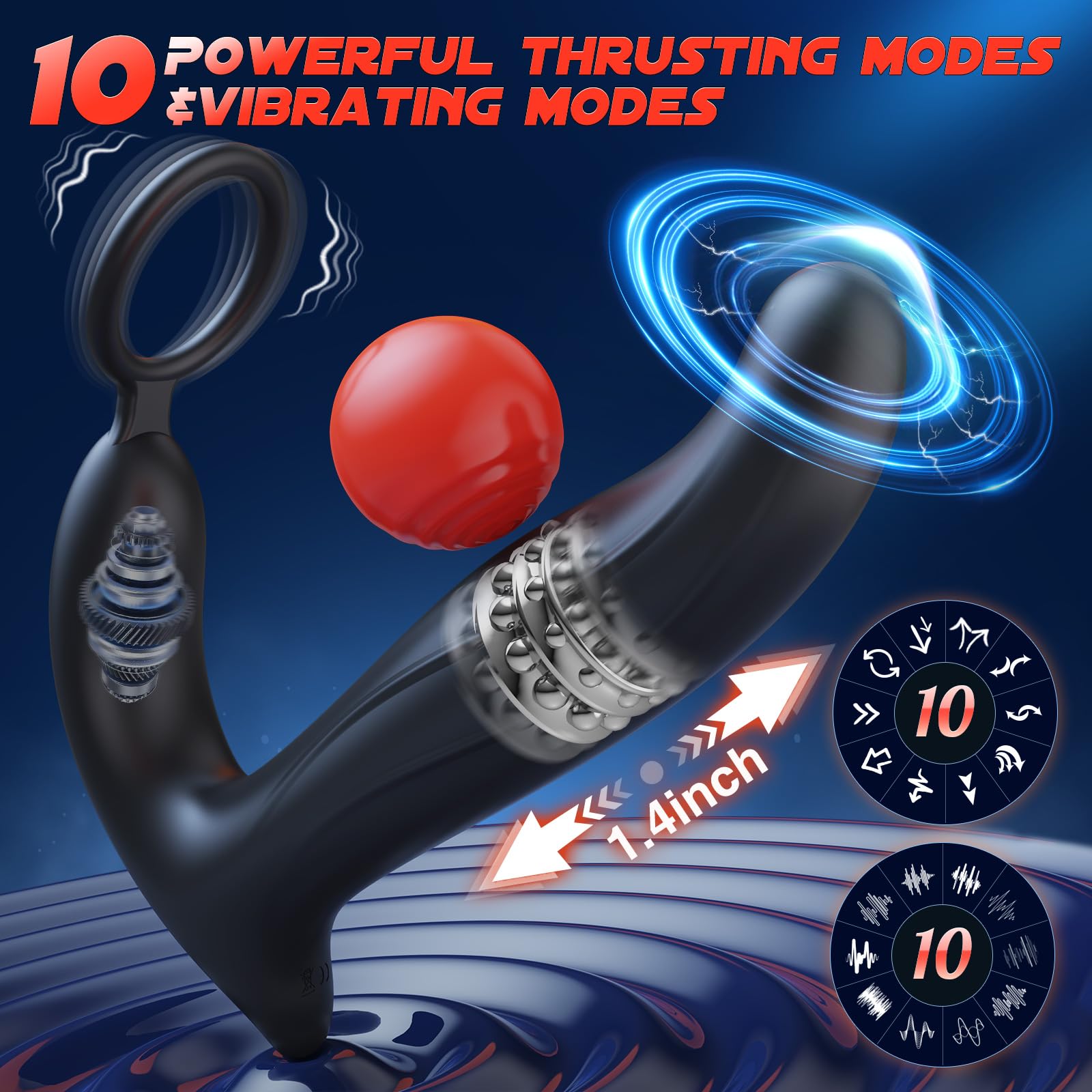 BEISAR Anal Vibrator for Men & Women - Prostate Massager with 10 Wiggling Thrust Modes & Remote Control - Adult Sex Toy, Butt Plug, Dildo, Anal Beads - Perfect for Couples Play, Solo Pleasure & BDSM Exploration