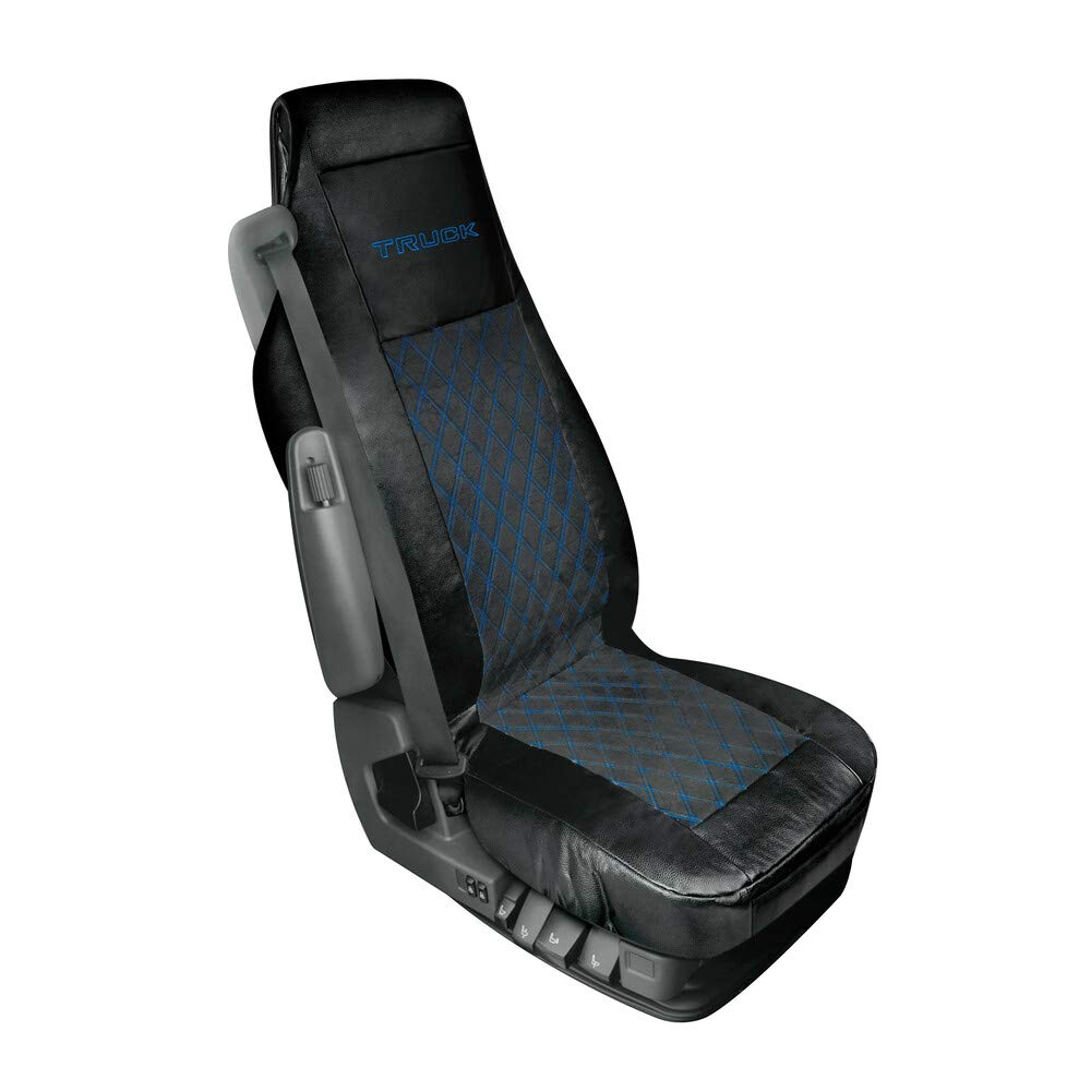 Premium Mirian Skeentex & Suede Quilted Car Seat Cover - Black/Blue - Universal Fit for Cars, Trucks & SUVs - Comfort & Style for Road Trips & Daily Commutes