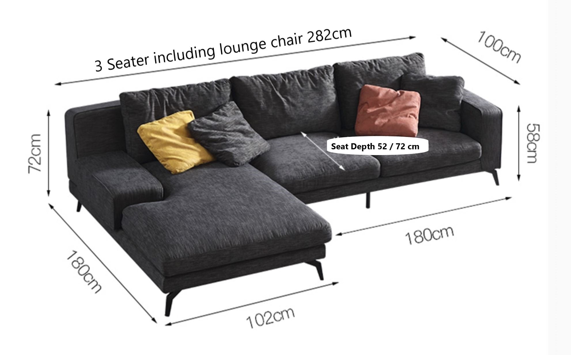 Modern Fabric Sofa with Stilt Legs - Mid-Century Style Living Room Couch for Small Spaces, Apartment & Home Office (Available in Multiple Colors) | Perfect for Lounge, Reading Nook & Cozy Entertainment Areas