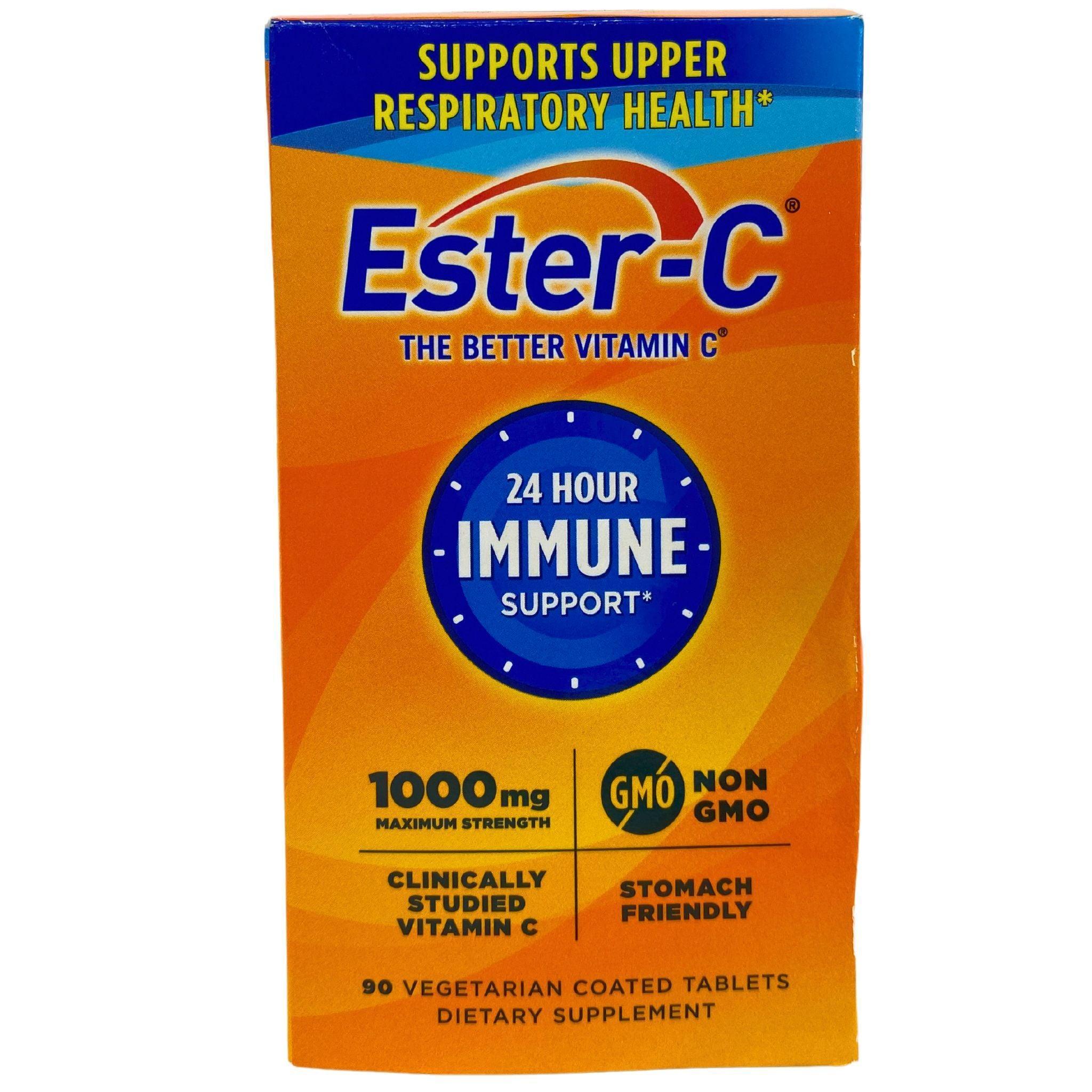 Ester C The Better Vitamin C 1000mg - 24 Hour Immune Support, Maximum Strength Non-GMO Vegetarian Coated Tablets (25 Count) - Daily Immune Boost for Adults & Kids, Cold & Flu Season Protection