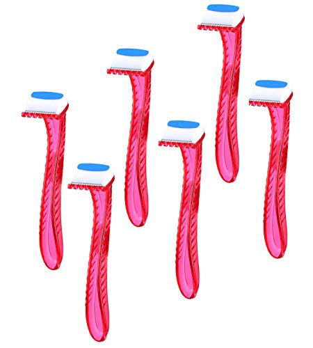 6 Pack Women's Bikini Line Razors - Durable T-Shaped Pubic Hair Removal Shaver for Smooth Skin | Travel-Friendly Body Grooming & Cosmetic Tool | Perfect for Shower, Travel & Personal Care Routine