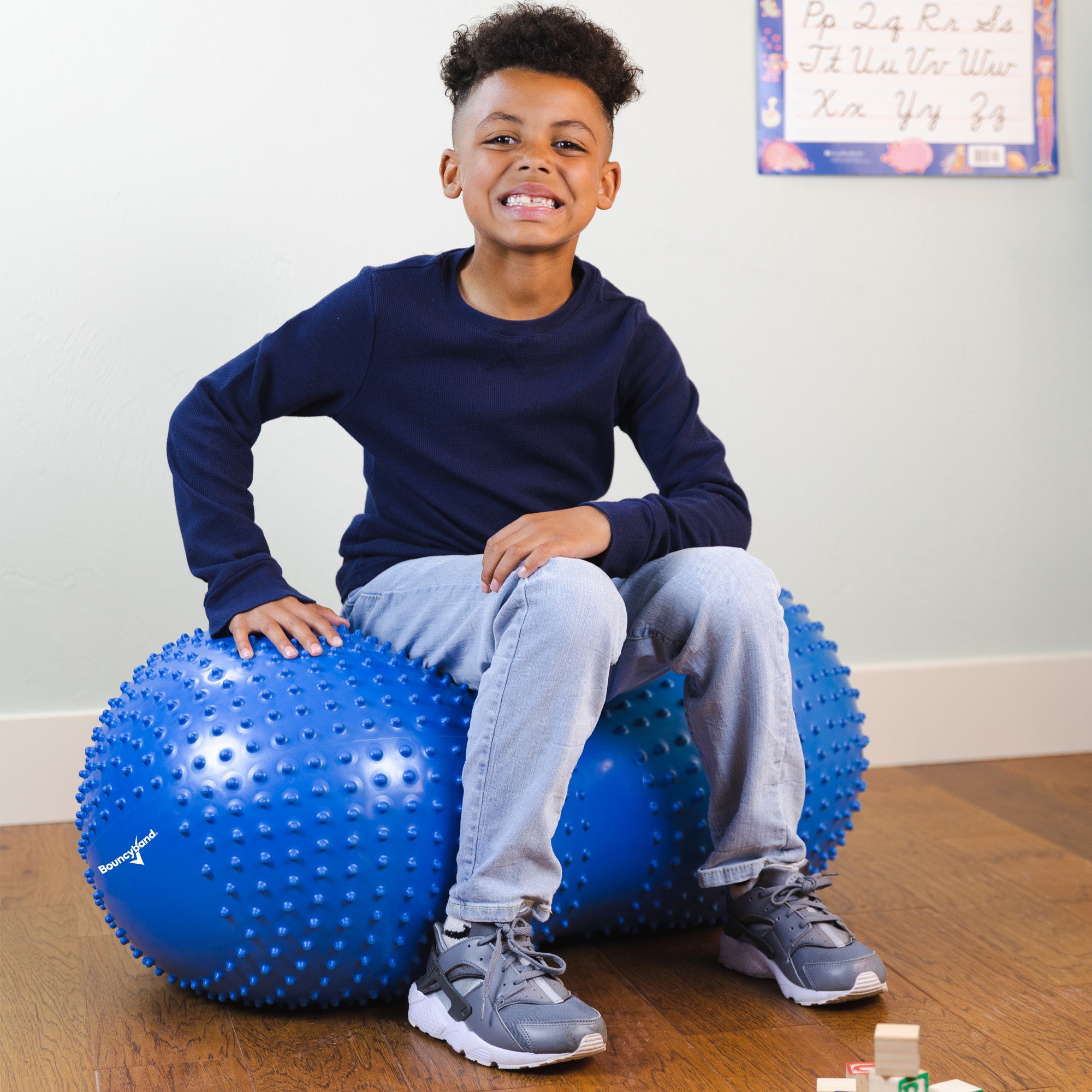 Bouncyband® Sensory Peanut Stability Ball - Kids Exercise Ball for Active Sitting, ADHD & Autism Therapy, Classroom & Home Use - Improves Focus & Posture