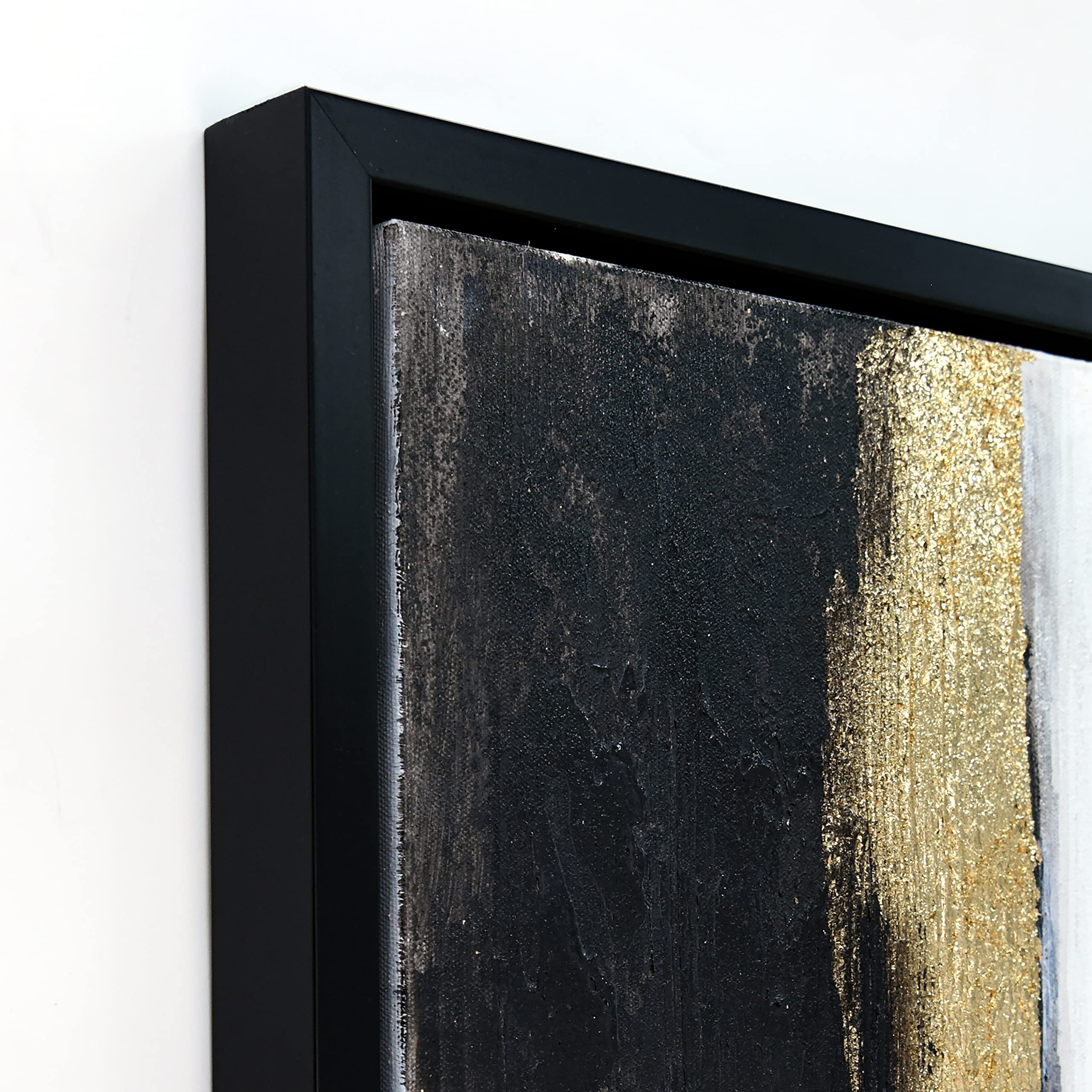 Martin Edwards Hand Painted Abstract Canvas Wall Art - Textured Black Framed Painting 40x30 Inches - Modern Home & Office Decor for Living Room, Bedroom or Gallery Display (Solemn Night Collection)