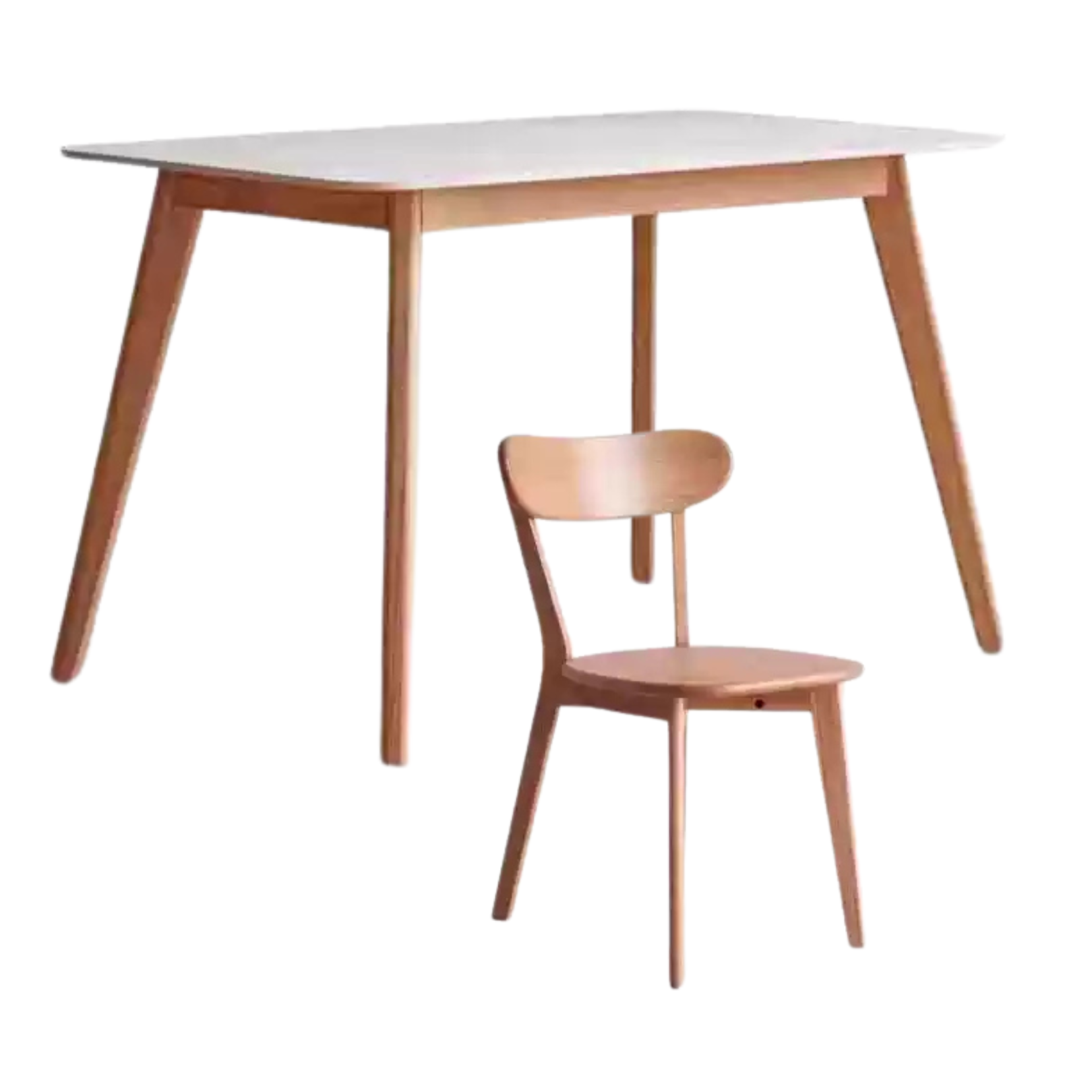 55.1x31.4x29.9 inch / 140x80x76.2cm / Natural wood color / table and four chairs