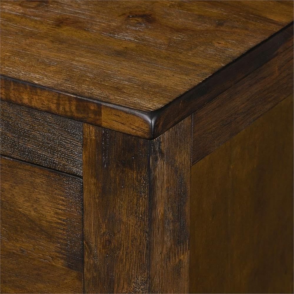 Finch Stratford Farmhouse Wooden Nightstand with 2 Drawers - Rustic Brown Bedside End Table with Space Saving Design | Perfect for Small Bedrooms, Guest Rooms & Apartment Living