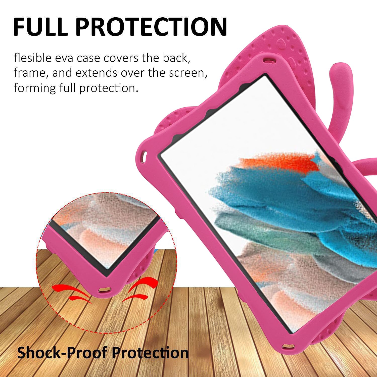 **Shockproof iPad Air 4/5/6 10.9 Inch Case (2022-2024) – Heavy Duty EVA Rugged Cover with Foldable Stand | Butterfly Design for Kids | Perfect for Boys, Girls & School Use (Rose Pink)**