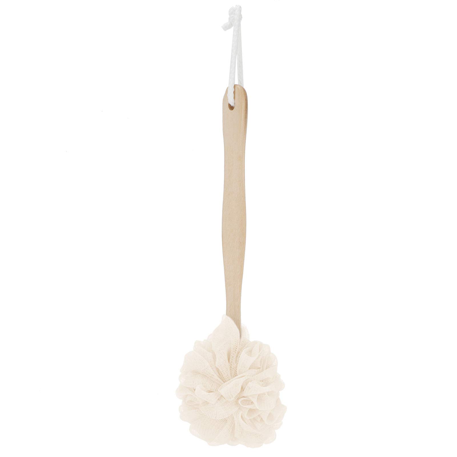 BORDSTRACT 5PCS Soft Wooden Handle Back Scrubber for Shower - Exfoliating Bath Brush with Nylon Mesh, Gentle Skin Cleanser for Men & Women (White) - Perfect for Deep Cleaning, Spa Days & Relaxing Showers
