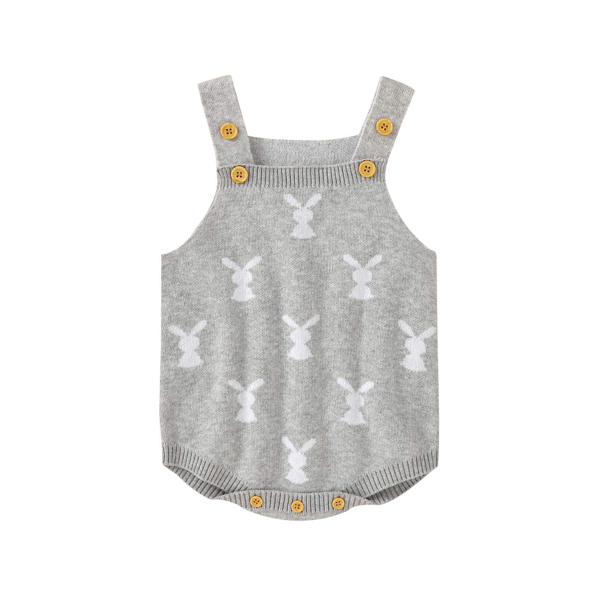 MoZiKin Baby Girl & Boy Easter Bunny Romper - Sleeveless Knitted Bodysuit Jumpsuit for 1st Easter Outfit | Cute Infant Easter Clothing for Photo Shoots, Egg Hunts & Spring Celebrations