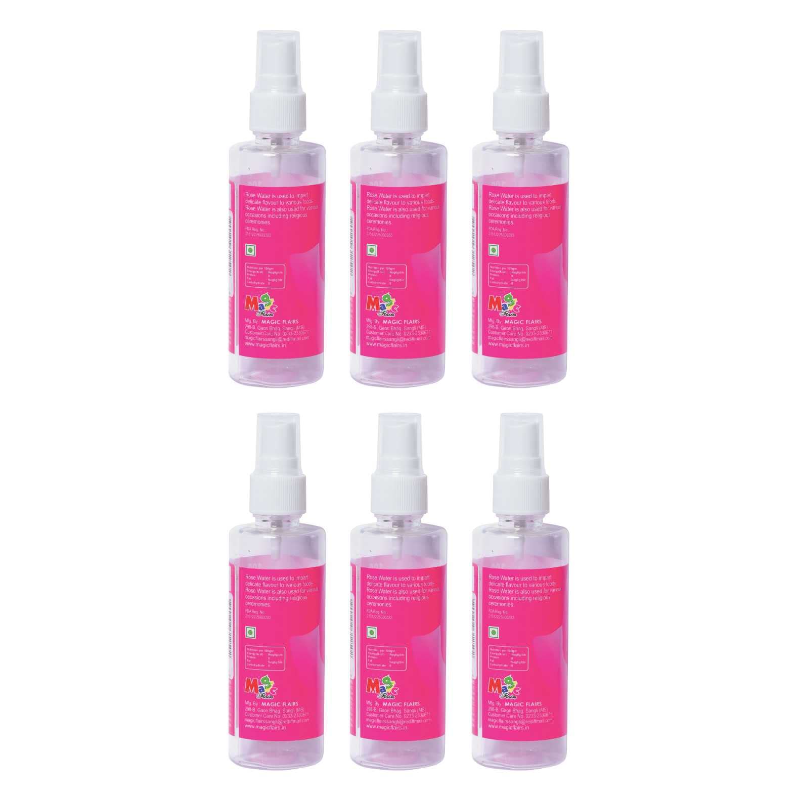 Organic Rose Water Facial Mist 100ml (6-Pack) - Hydrating & Refreshing Toner for Skin Care, DIY Beauty, Baking, Cooking & Aromatherapy | Perfect for Daily Skincare Routine, Spa Day, Wedding Favors & Home Decor