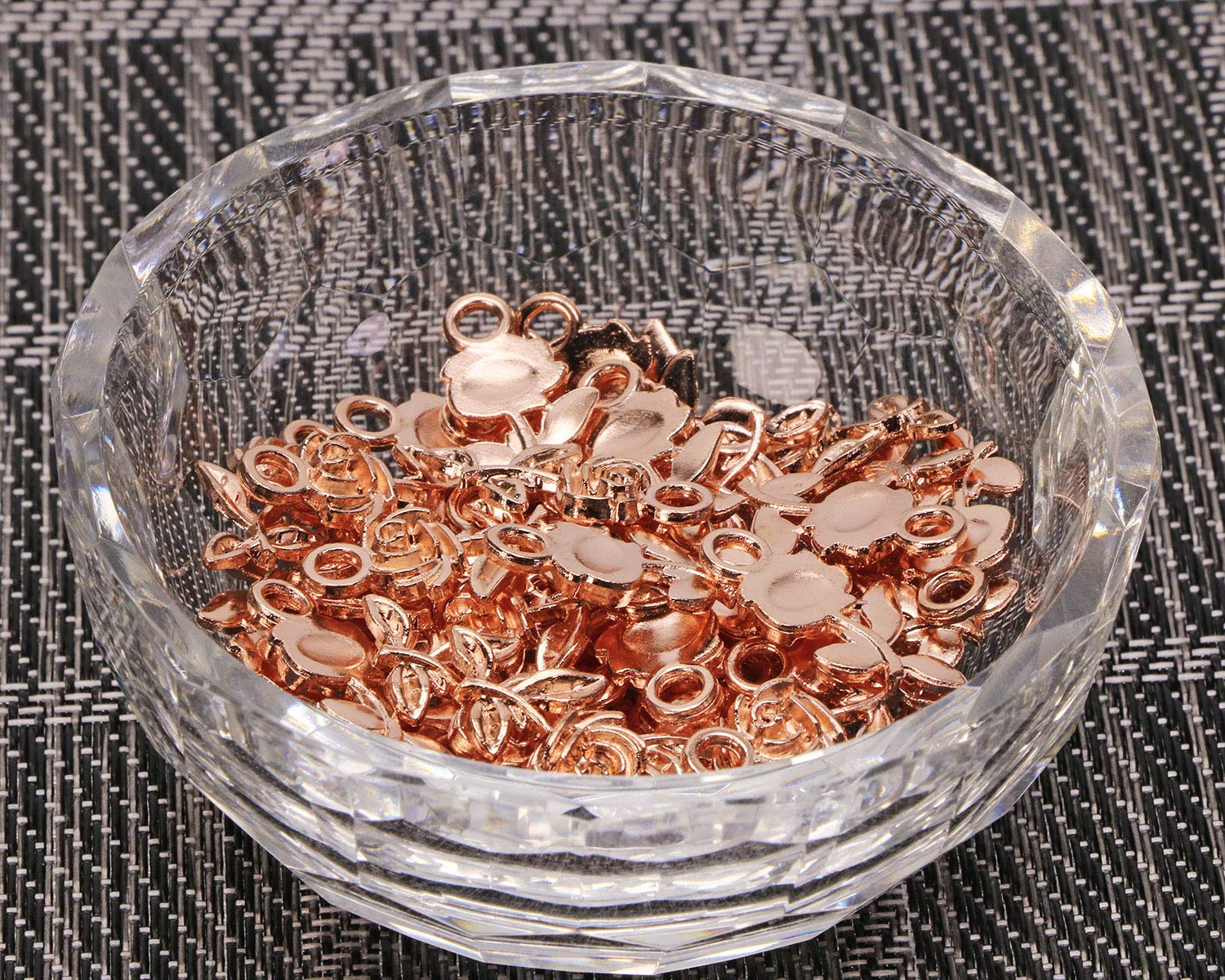 50PCS Rose Gold Mini Metal Beads Rose Flower Charms for DIY Jewelry Making - Perfect for Keychains, Necklaces, Bracelets & Earrings - Great Birthday, Christmas & Valentine's Day Gifts - Craft Supplies for DIY Enthusiasts & Gift-Givers