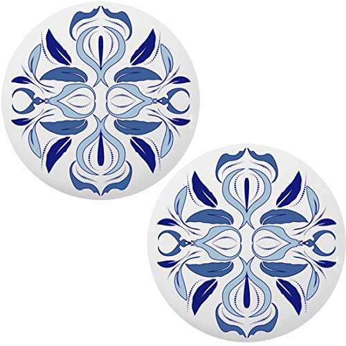 Vintage Blue Floral Ceramic Drawer Knobs - Set of 2 for Kitchen Cabinets, Dressers & Furniture Hardware - Boho Home Decor Upgrade