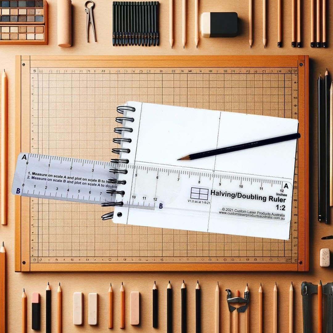 12 Inch Flexible No-Math Halving Doubling Clear Plastic Ruler - Perfect for Students, Artists & DIY Projects | Easy Measurement Tool for School, Office & Crafting