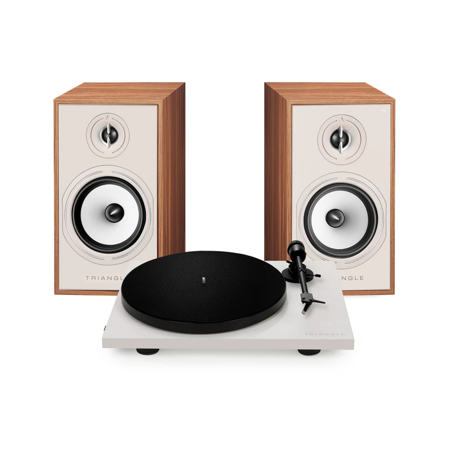 Triangle Lunar 1 Turntable with Borea BR03 Wireless Bookshelf Speakers - Hi-Fi Vinyl Record Player & Bluetooth Speaker System for Home Audio, Living Room, and Studio Use