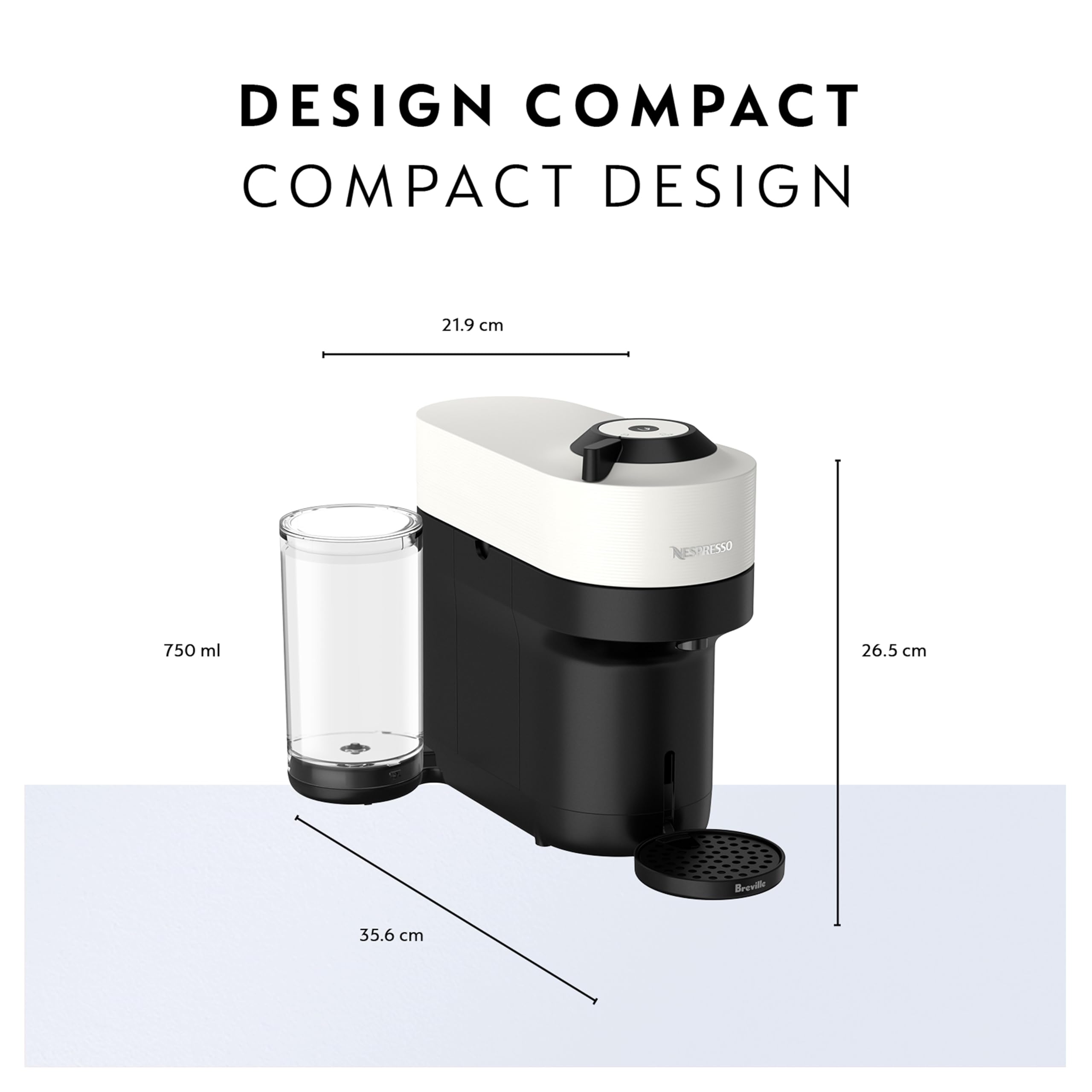Nespresso Vertuo Pop+ Coffee and Espresso Machine by Breville - Compact Single-Serve Pod Brewer, Coconut White | Perfect for Home, Office & Small Spaces