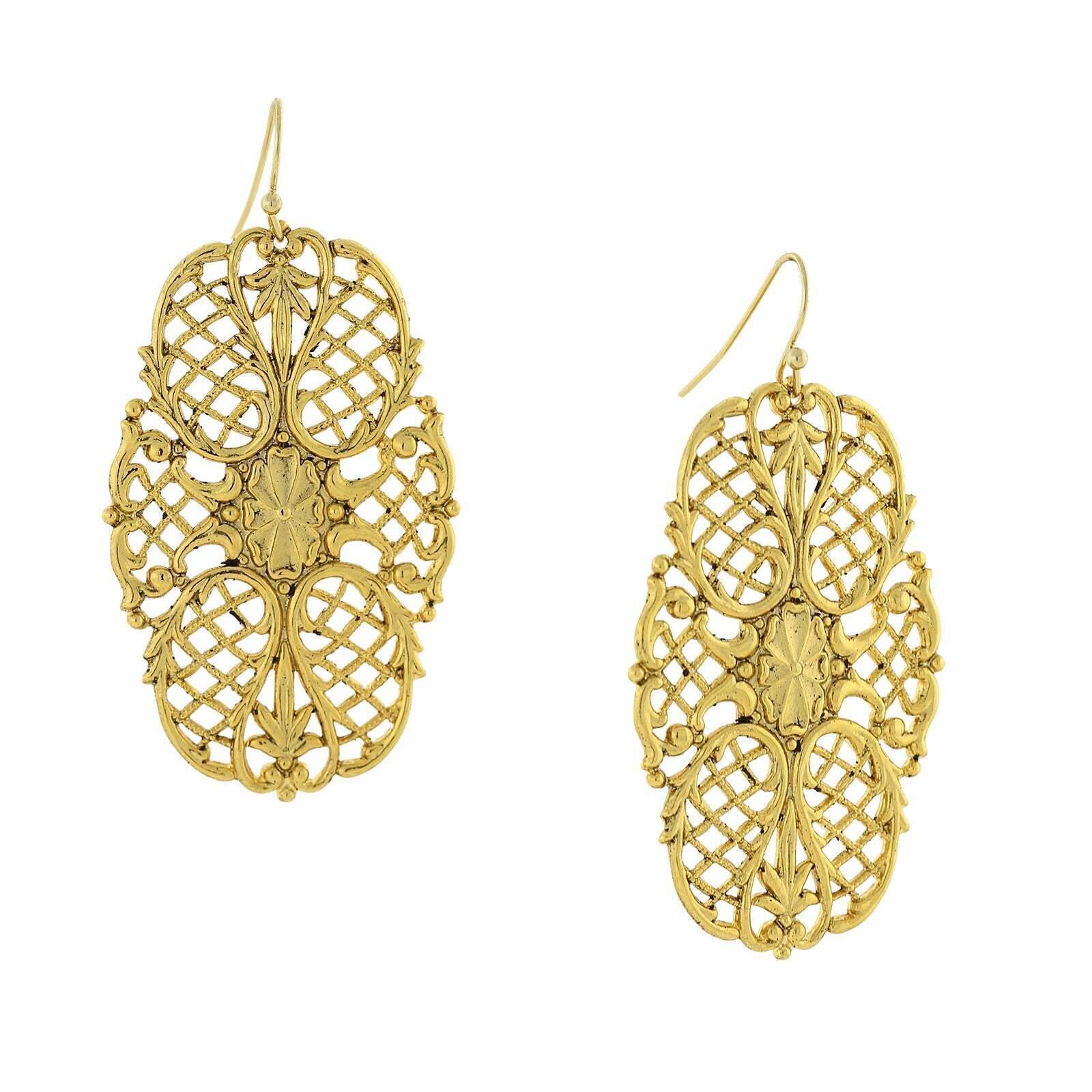 Vintage 1928 Jewelry Classic Ornamental Filigree Drop Earrings for Women - Elegant Dangle Earrings for Weddings, Parties & Special Occasions