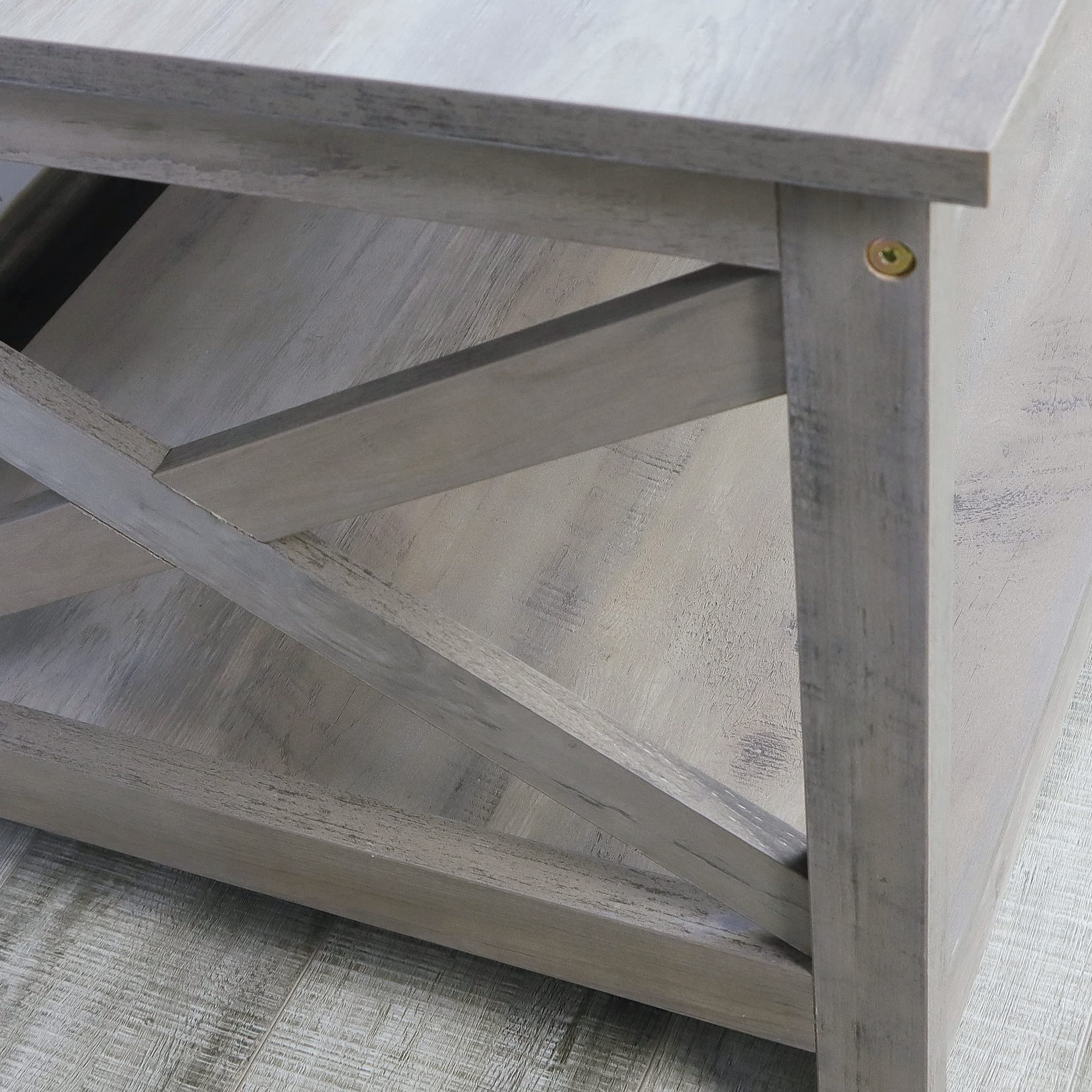 Rainbow Sophia Coffee Table - 40 Inch Modern Farmhouse Wood Coffee Table with 2-Tier Storage Shelf, Washed Oak Finish - Perfect for Living Room, Lounge & Home Decor