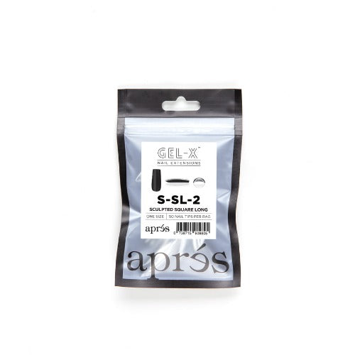 Apres Gel X Refill Tips 2.0 - 50pc Long Square Sculpted Nail Tips for Professional Salon & DIY Manicures - Perfect for Acrylic, Gel & Nail Extensions