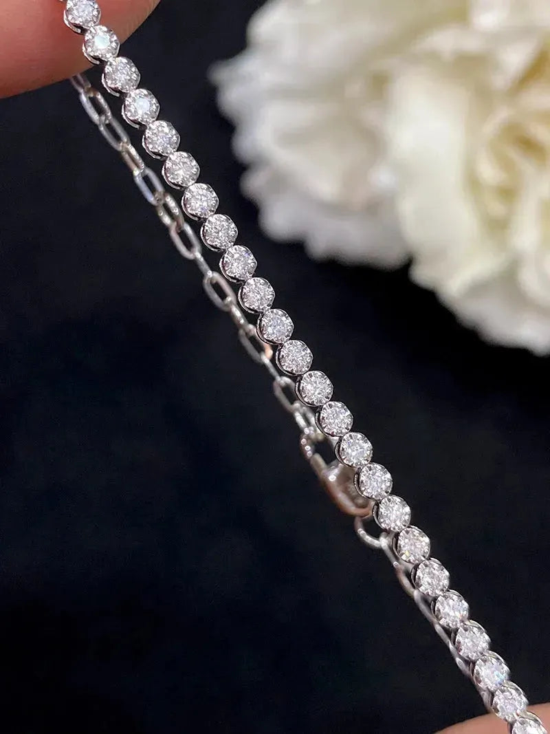 18K White Gold or Rose Gold Diamond Bracelet for Women - 0.46 Carat Natural Diamonds, Luxury Shiny Jewelry Gift for Anniversary, Birthday & Special Occasions