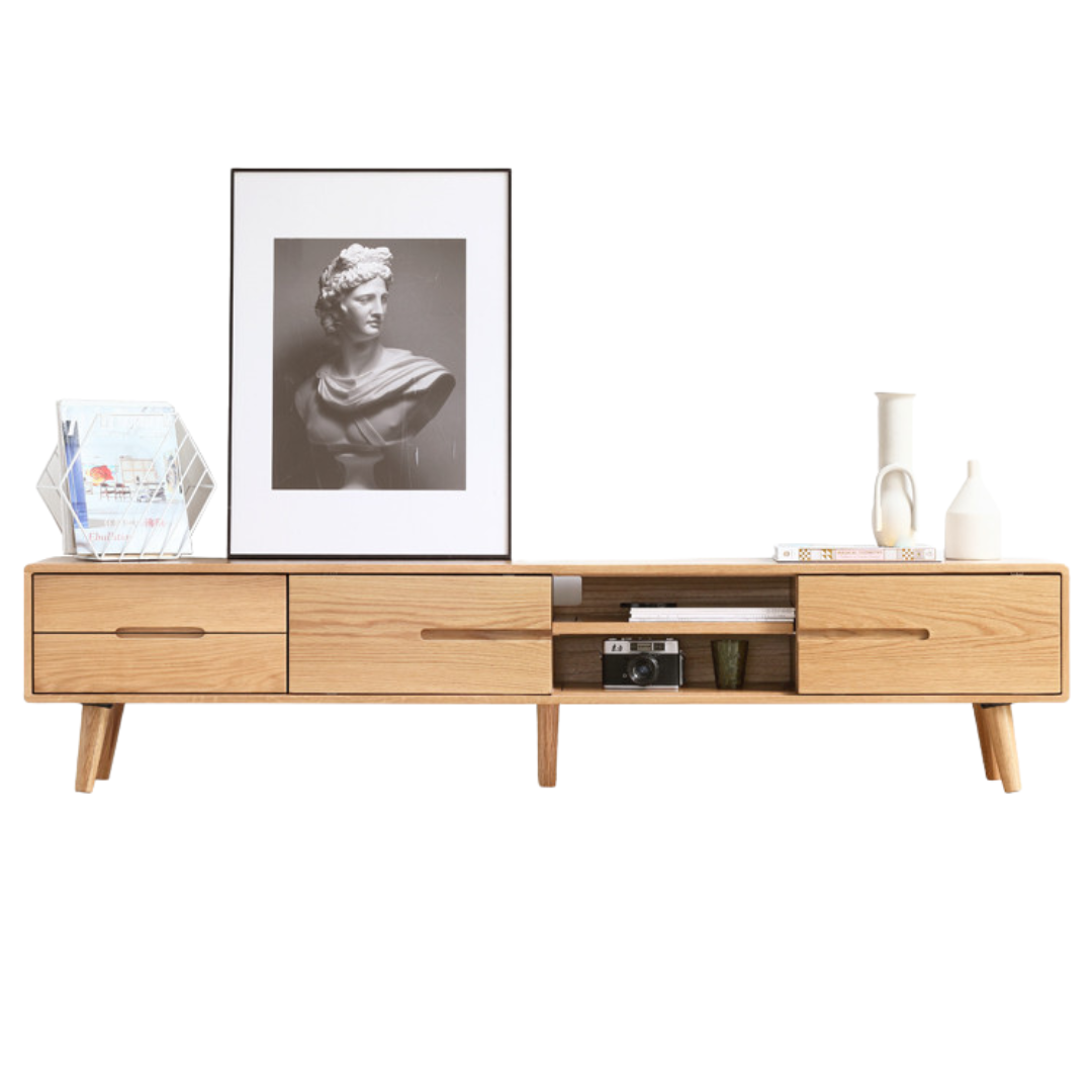 70.9x12.6x15.7 inch/ 180x32x40сm/ Natural Wood color/ TV stand sliding doors