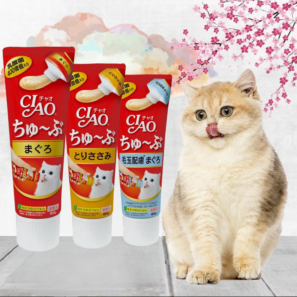 Inaba Ciao Churu Tuna & Chicken Cat Treats - Creamy Vitamin Paste with Probiotics & Green Tea Extract (80g) - Healthy Snack for Cats - Perfect for Training, Bonding & Rewarding Your Feline Friend
