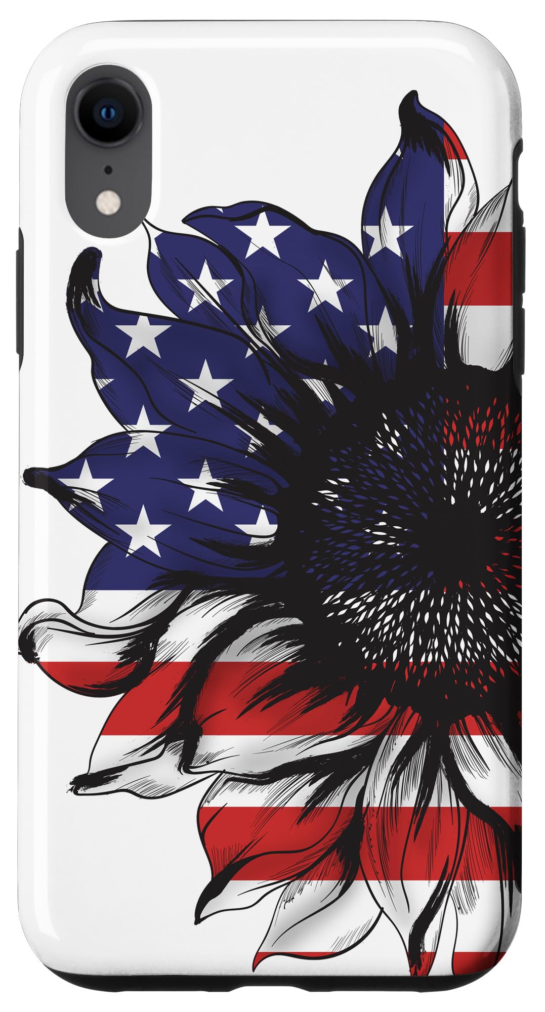 Patriotic iPhone XR Phone Case with Sunflower & American Flag Design - Perfect Gift for Women, Girls, Teens - Ideal for Daily Use, Travel, and Special Occasions