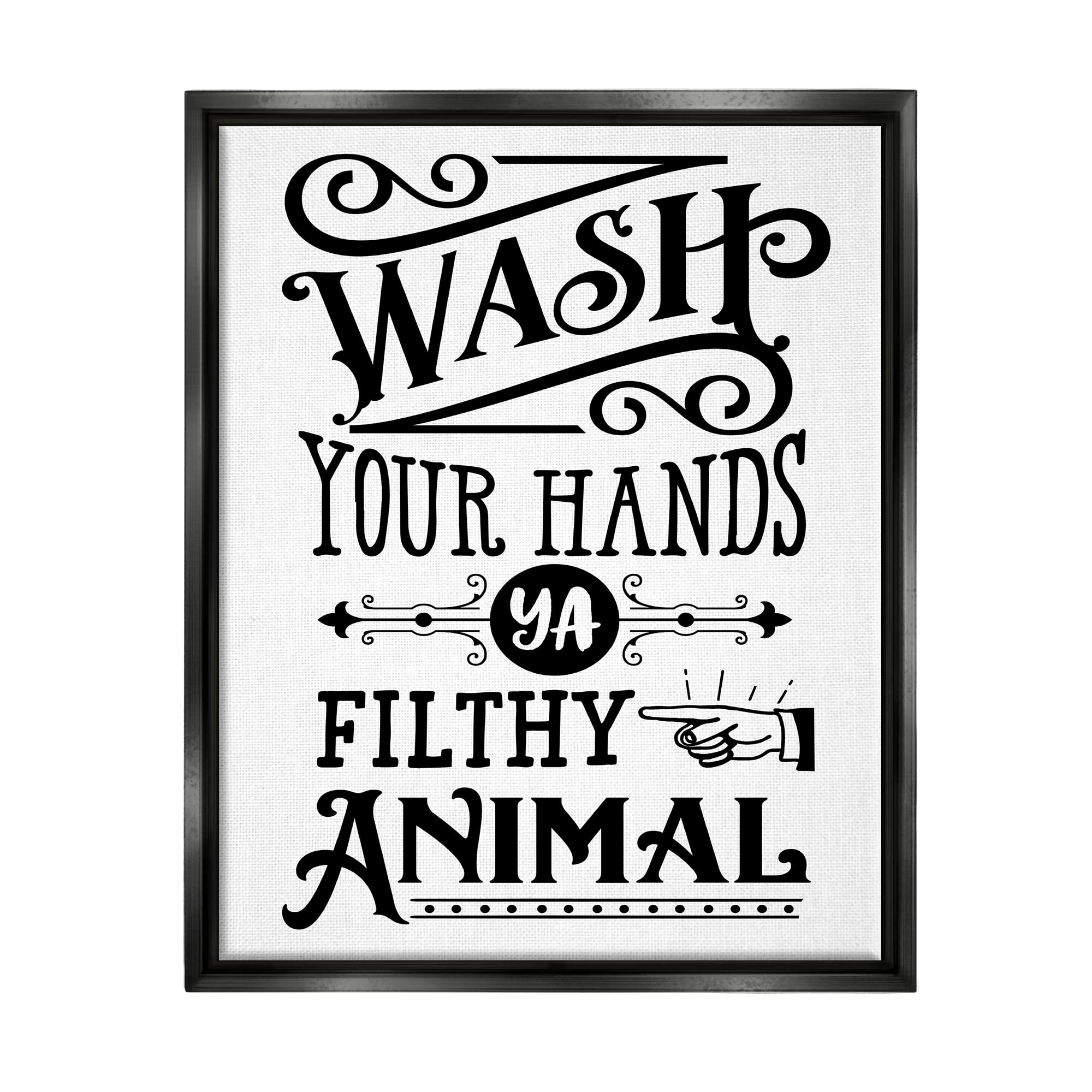 Stupell Industries Vintage 'Wash Your Hands' Serif Typography Wall Art - Lettered and Lined Design - Perfect for Bathroom, Kitchen & Home Decor