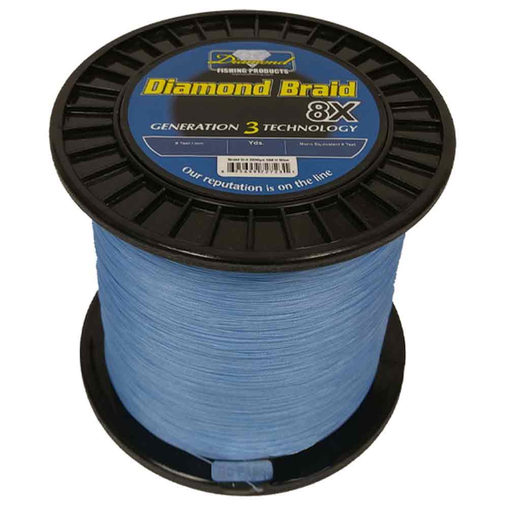 Premium Diamond Fishing Products Gen 3 8X Solid Core Braided Fishing Line - 600 Yards Blue - High Strength Abrasion-Resistant Saltwater & Freshwater Fishing Line for Bass, Trout, and Deep Sea Fishing