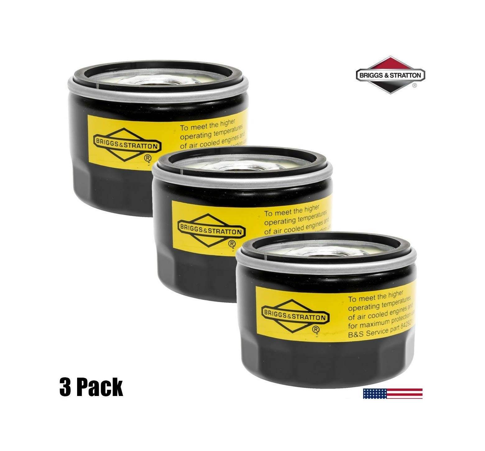 (3-Pack) Genuine OEM Briggs & Stratton 842921 Oil Filter Replacement for 492932S 695396 Vanguard Engines - Perfect for Lawn Mowers, Generators & Small Engine Maintenance