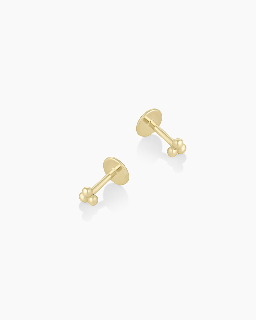 14K Gold Trio Flat Back Stud Earrings - Minimalist Dainty Hoop Earrings for Women - Perfect for Everyday Wear, Work & Special Occasions