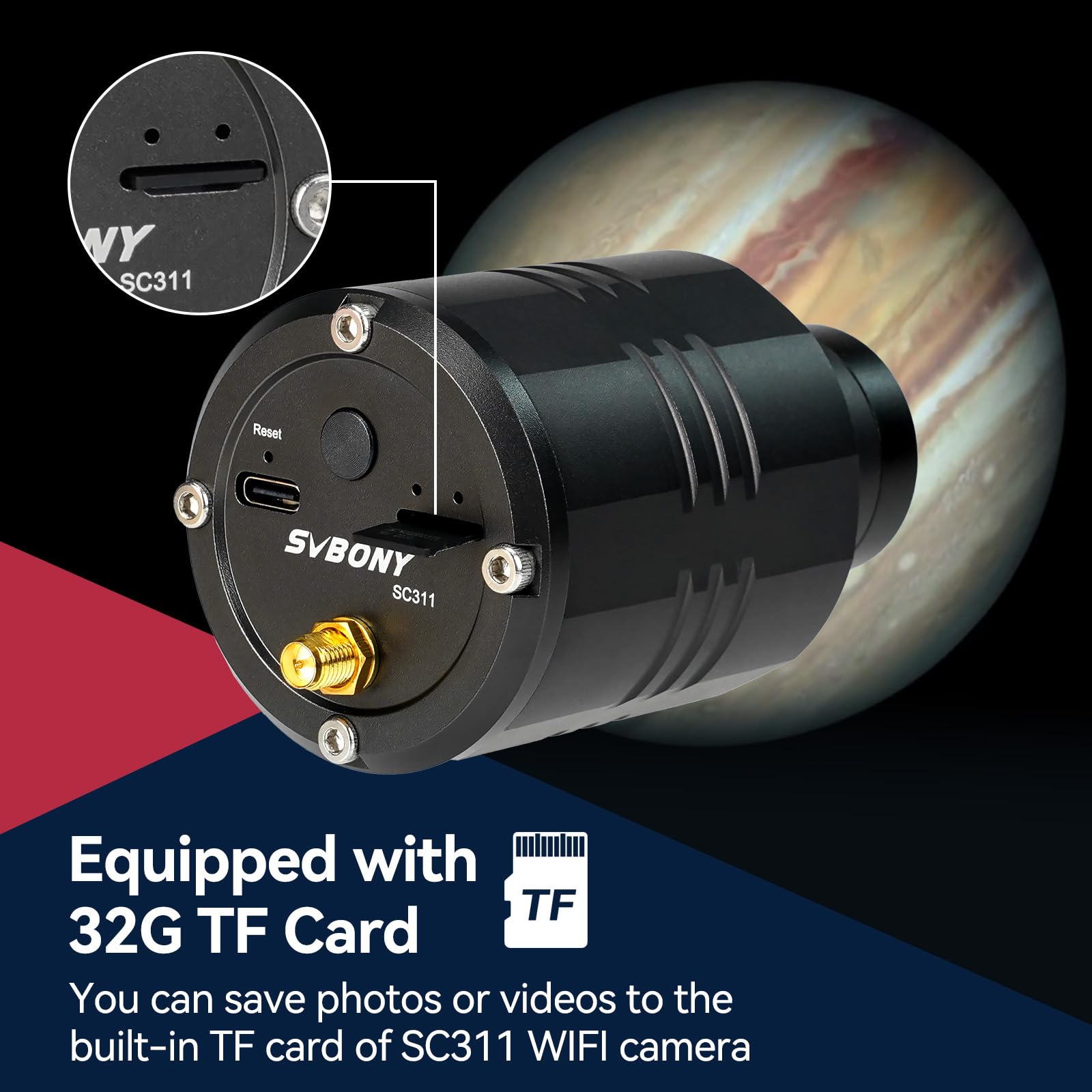 SVBONY SC311 WiFi Telescope Camera Eyepiece - 1080P Planetary Camera with IMX662 Sensor, 4 Device Connections & Removable UV IR Cut Glass for Moon, Jupiter, Saturn Photography | Perfect for Astrophotography & Stargazing Enthusiasts