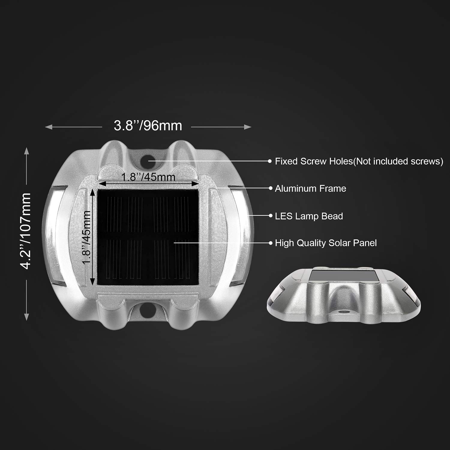 JIGUOOR Solar Deck Lights Outdoor - 6 Pack Waterproof LED Pathway Lights for Driveway, Garden, Stairs, Sidewalk, Boat Dock | Solar Powered, IP68, Green | Perfect for Nighttime Safety & Landscape Lighting