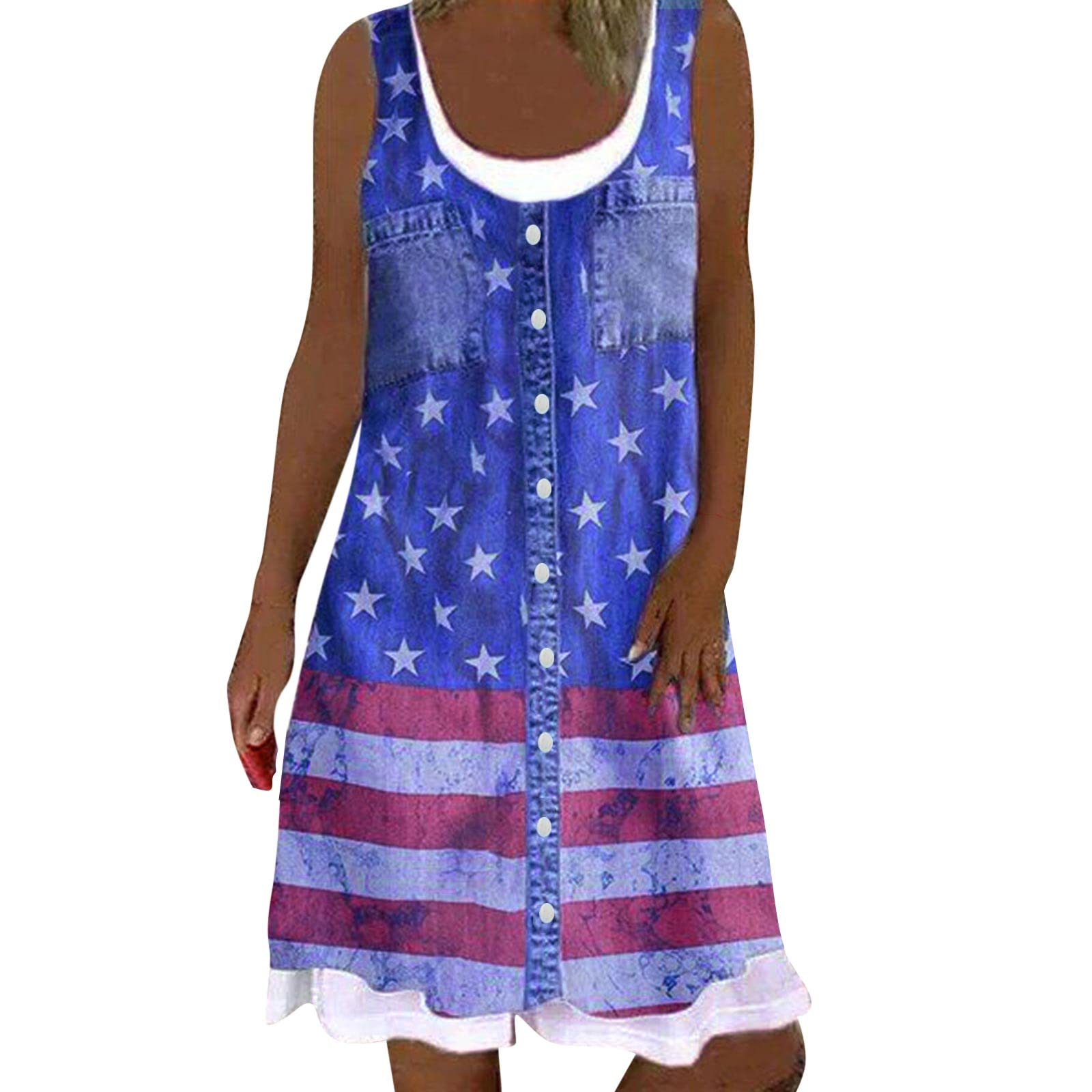 Women's Striped Print Sleeveless Sundress - Cute Summer Beach Dress for Casual Wear & Spring Outings | Perfect for Vacations, Pool Parties and Date Nights