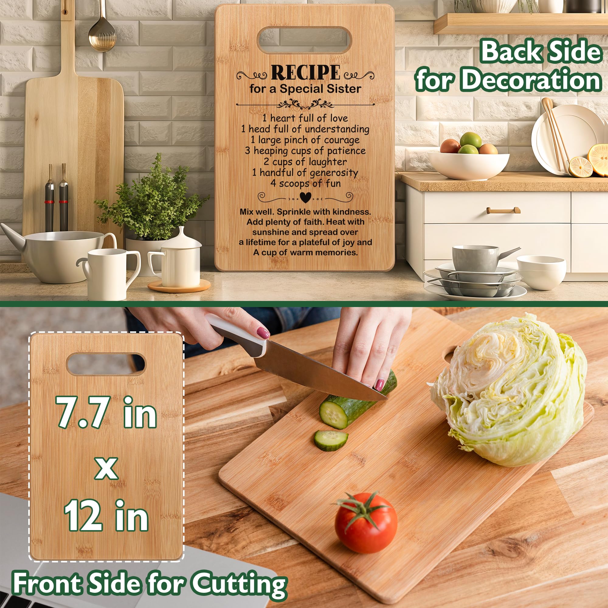 Personalized Sister Birthday Gifts - Best Friendship Gifts for Women - Engraved Wooden Cutting Board - Unique BFF & Soul Sister Present - Perfect for Kitchen, Housewarming & Special Occasions