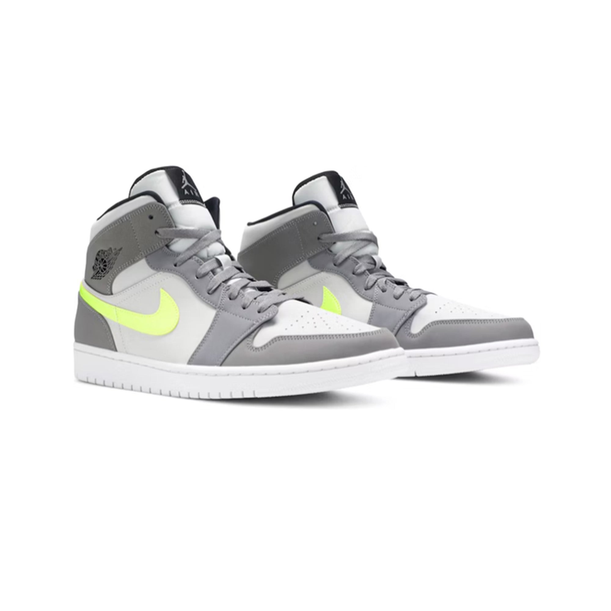 Air Jordan 1 Mid 'Gunsmoke Volt' Basketball Shoes - Men's High-Top Sneakers for Streetwear & Casual Style | Perfect for Basketball, Gym & Everyday Wear