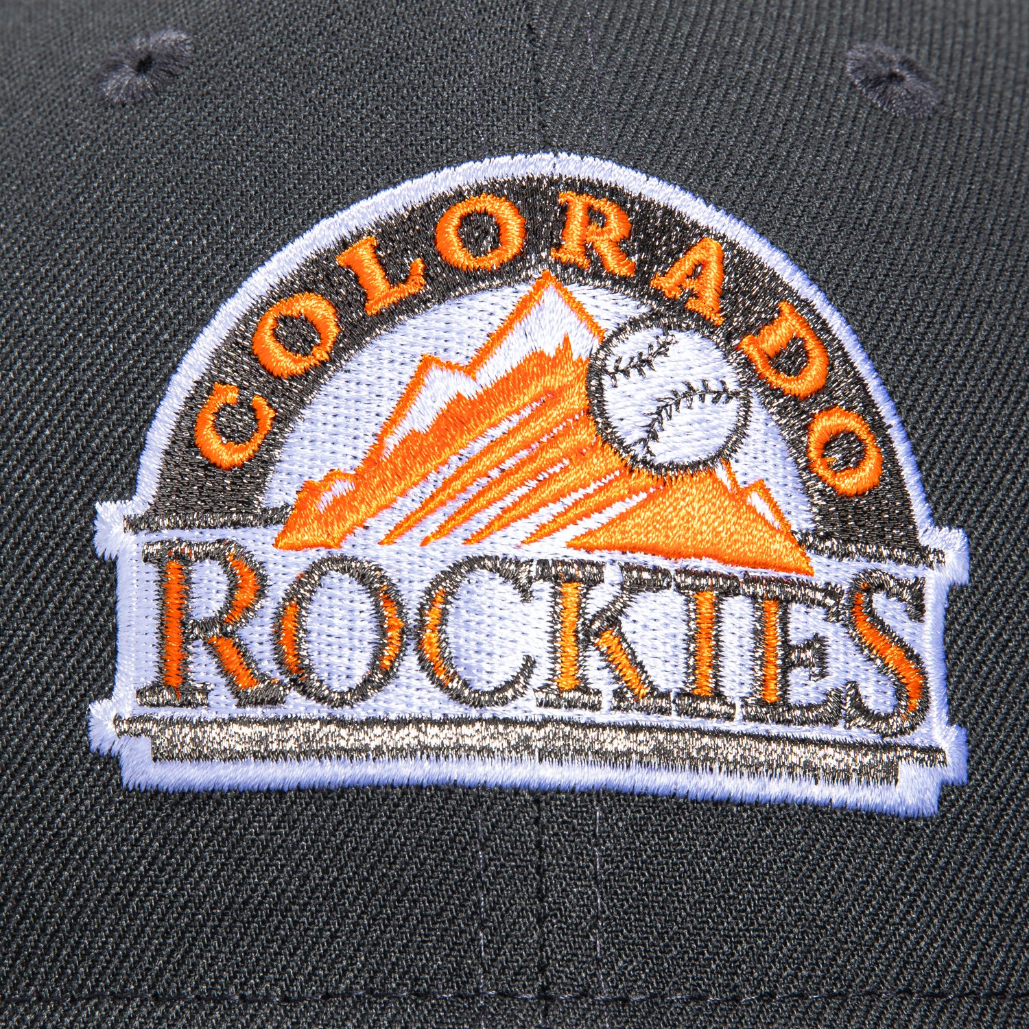 New Era 59Fifty Colorado Rockies Todd Helton HOF Patch Logo Baseball Cap - Graphite & Light Orange | MLB Officially Licensed Hat for Baseball Fans & Sports Enthusiasts