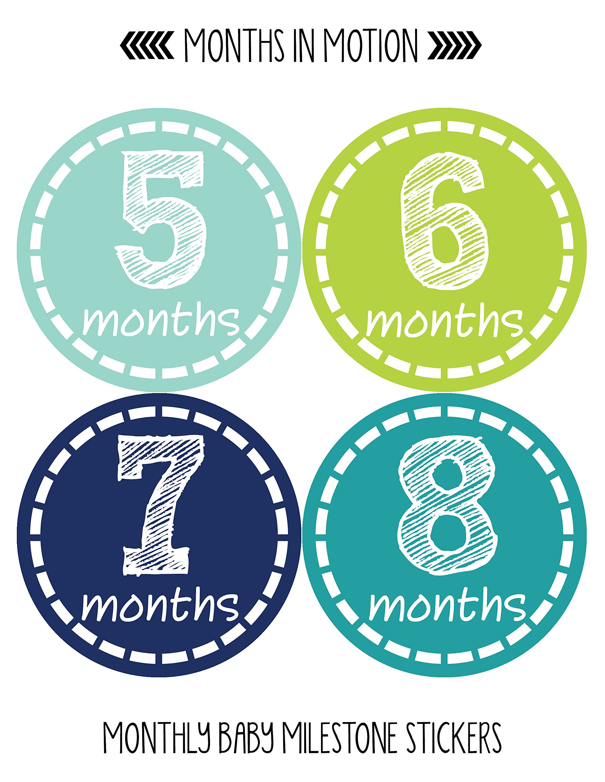 Baby Monthly Milestone Stickers for Newborn Boys - Set of 20 Adhesive Photo Props - Perfect for Baby's First Year Photo Shoots, Scrapbooking & Memory Keepsakes